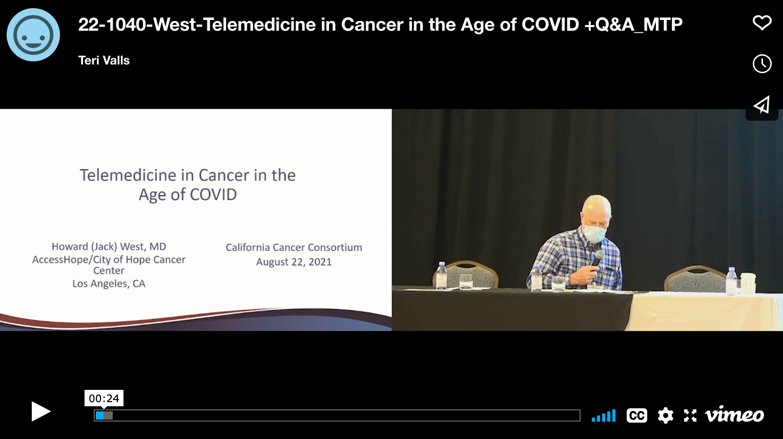 Telemedicine in Cancer in the Age of COVID