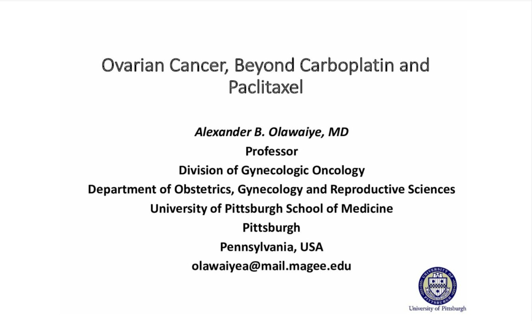 Ovarian Cancer: Beyond Carboplatin and Paclitaxel