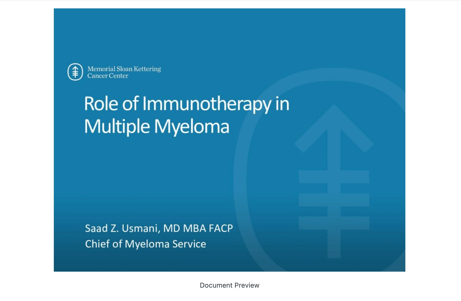 Role of Immunotherapy in Myeloma