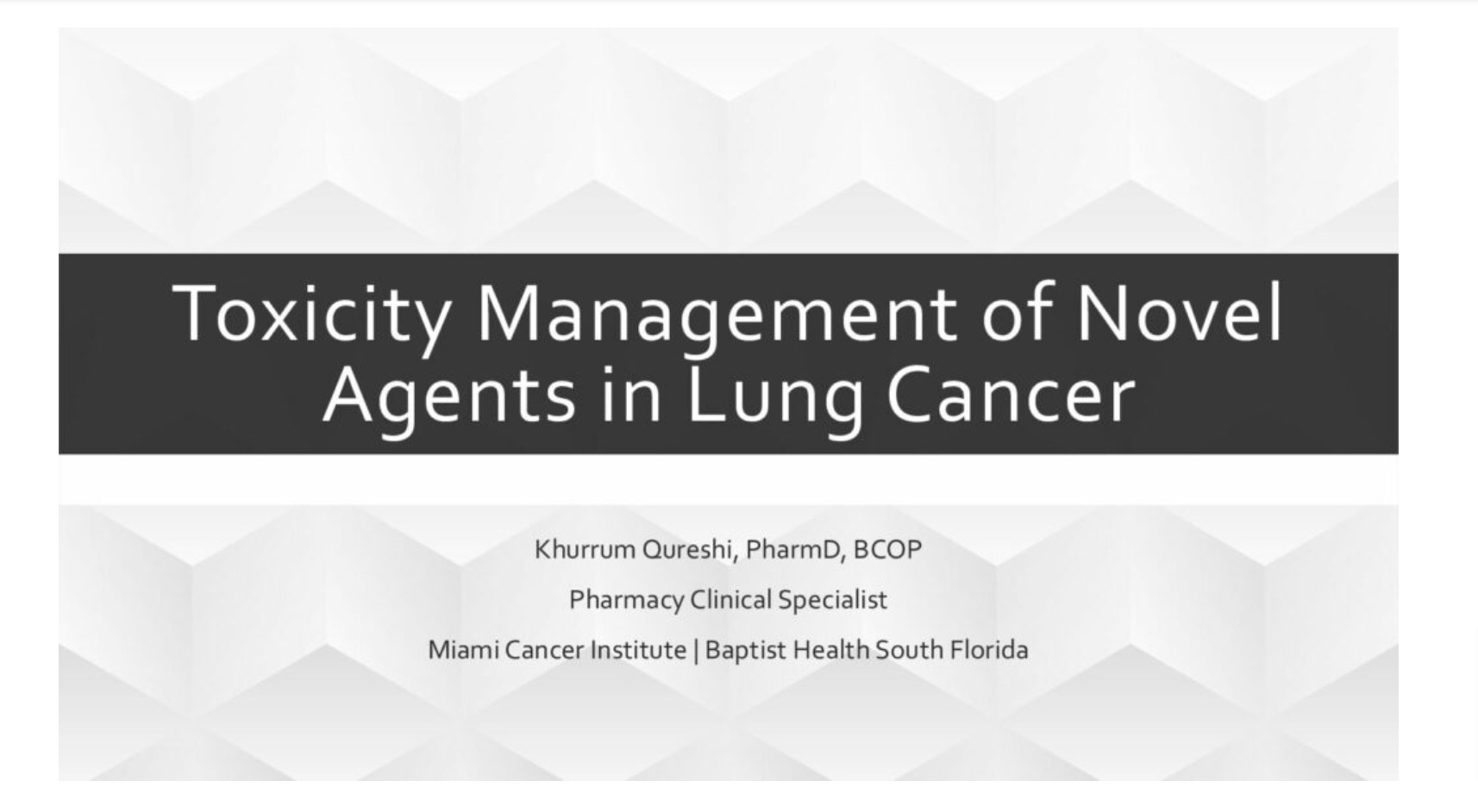 Toxicity Management of Novel Agents in Lung Cancer (RET, MET & KRAS G-12)