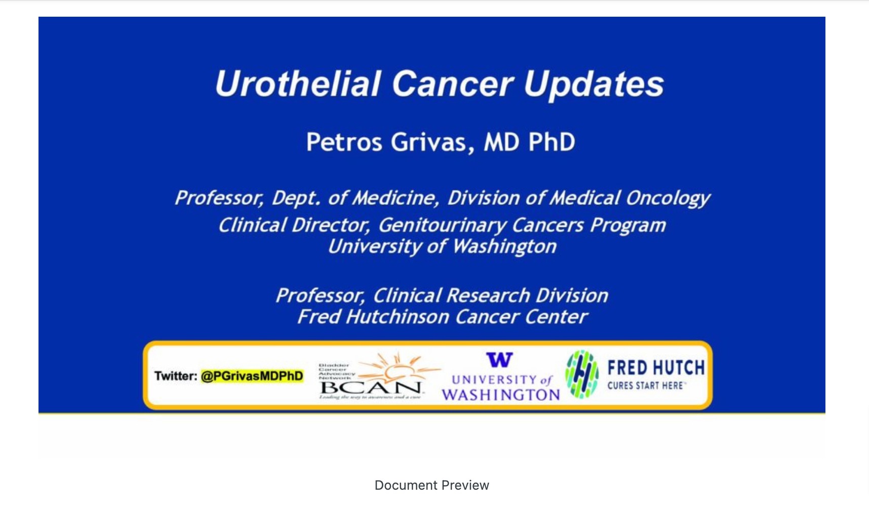 Bladder / Urothelial Cancer Updates