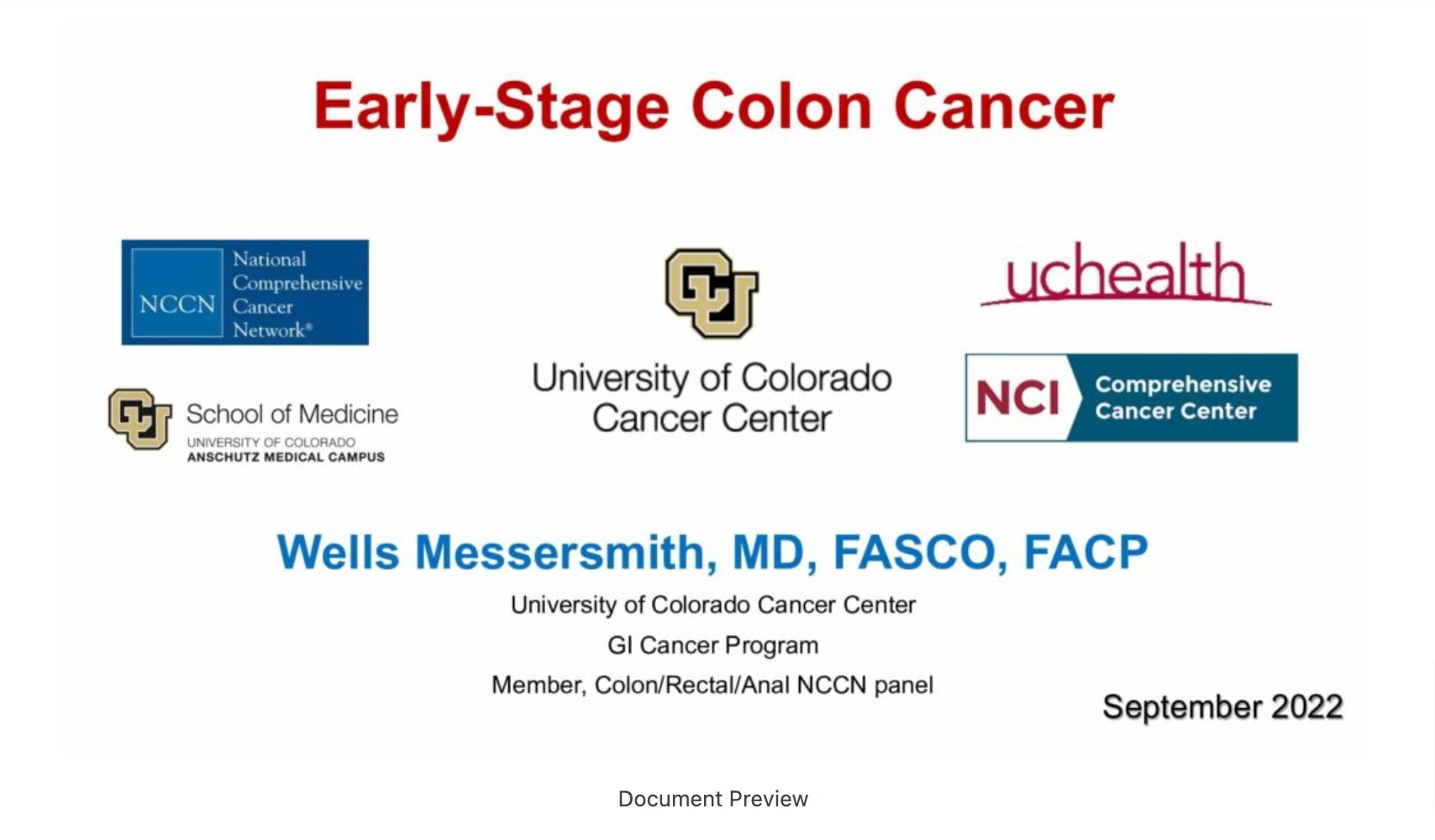 Early-Stage Colon Cancer