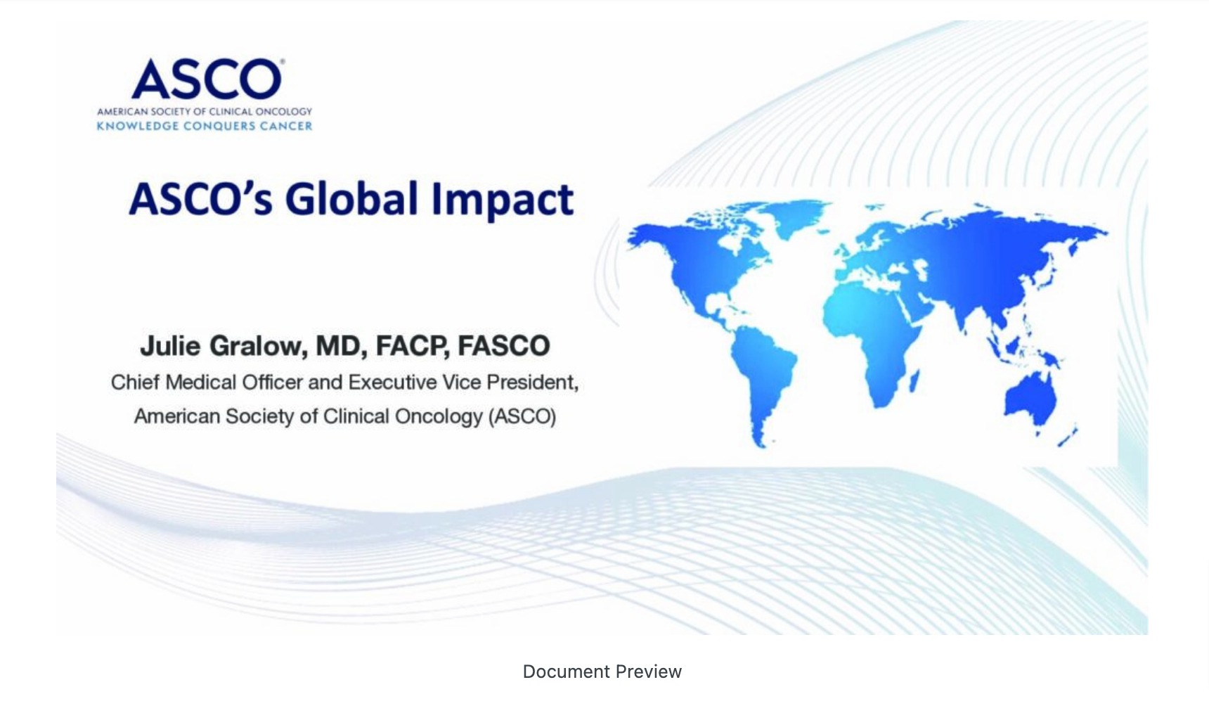 Global Health and ASCO Update