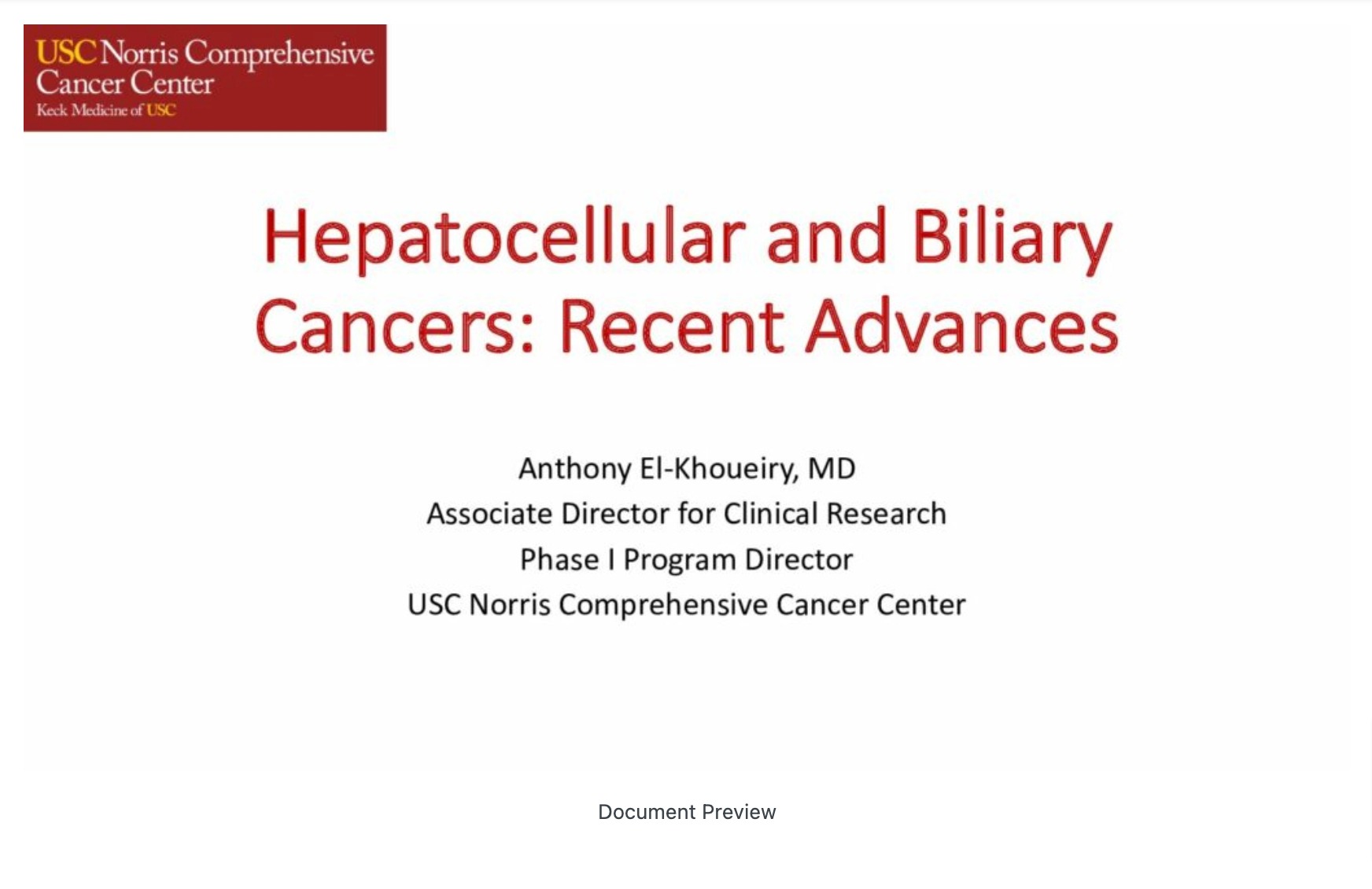 Hepatocellular and Biliary Cancers: Recent advances