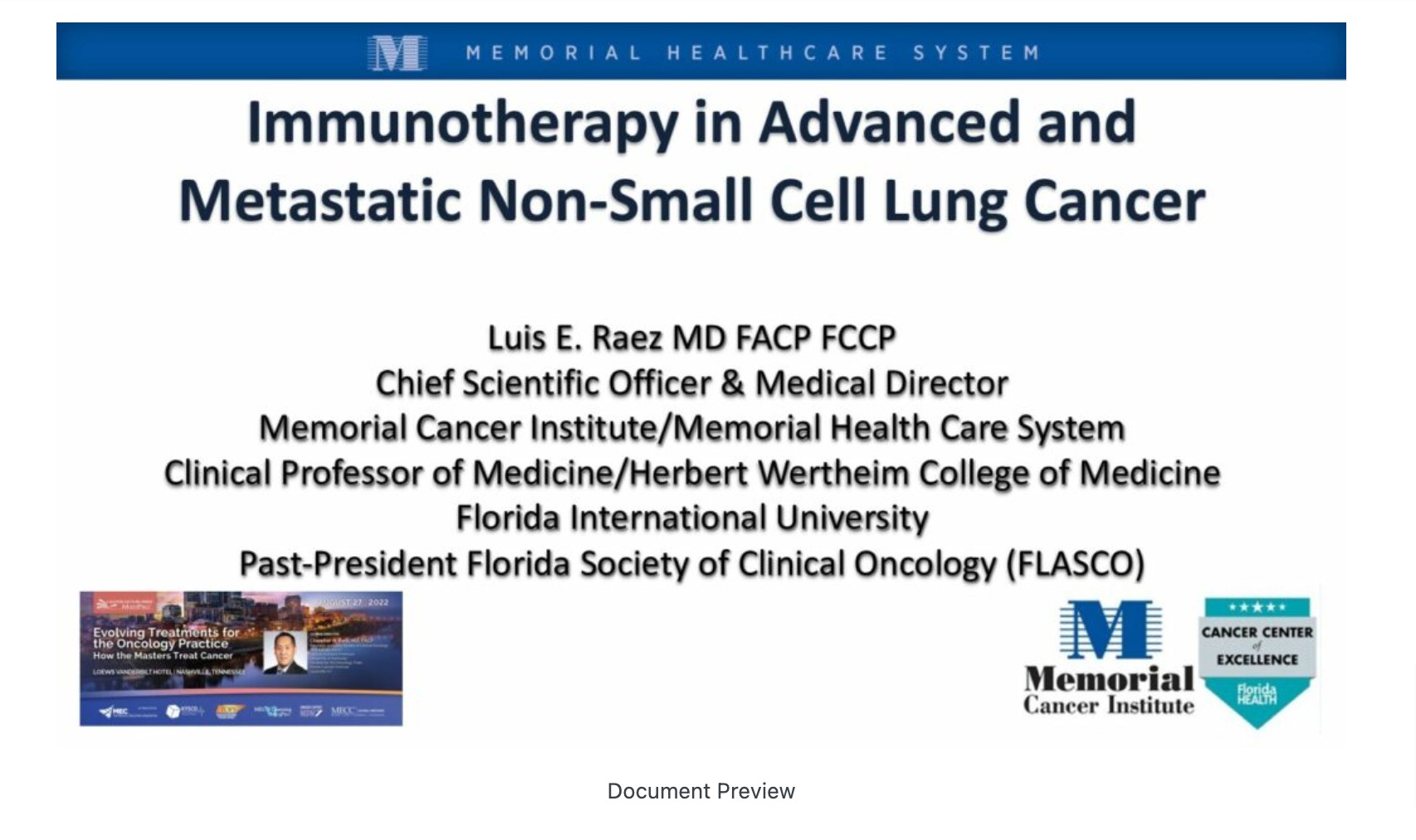 Immunotherapy in Advanced/ Metastatic NSCLC