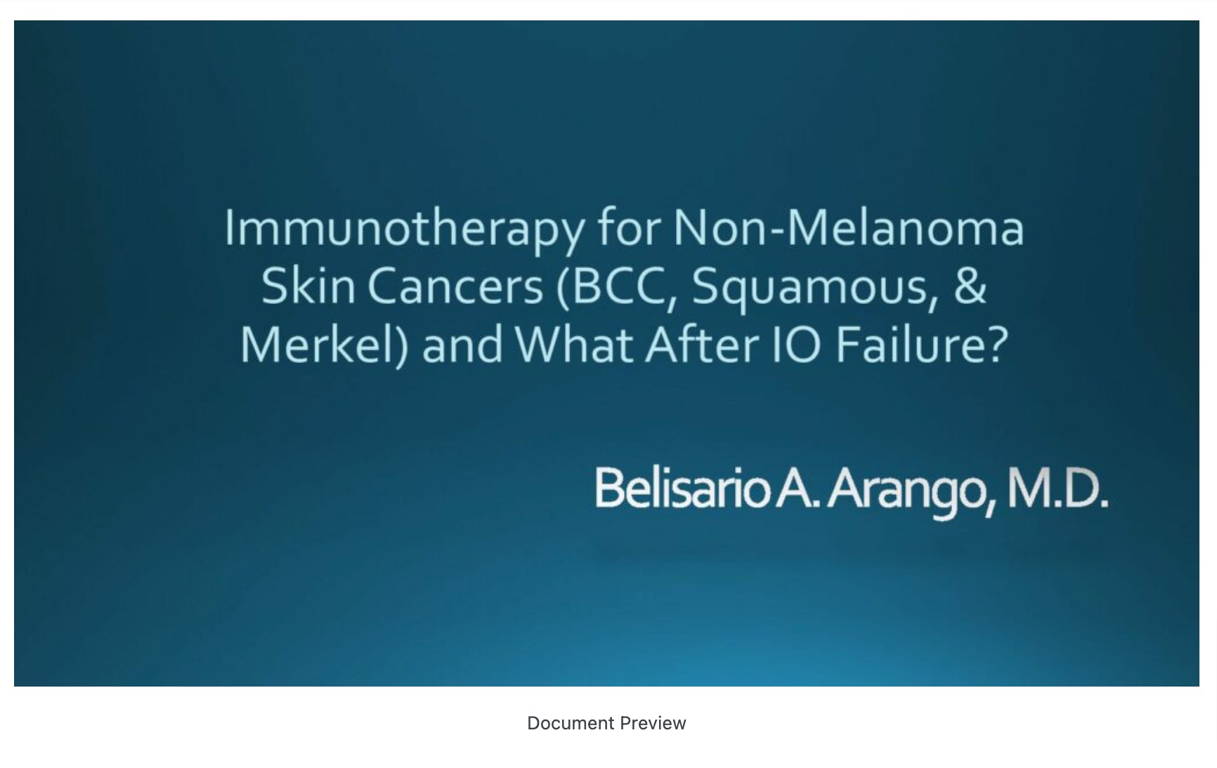 Immunotherapy in Non-Melanoma Skin Cancers (BCC, Squamous & Merkel) and What After IO Failure?