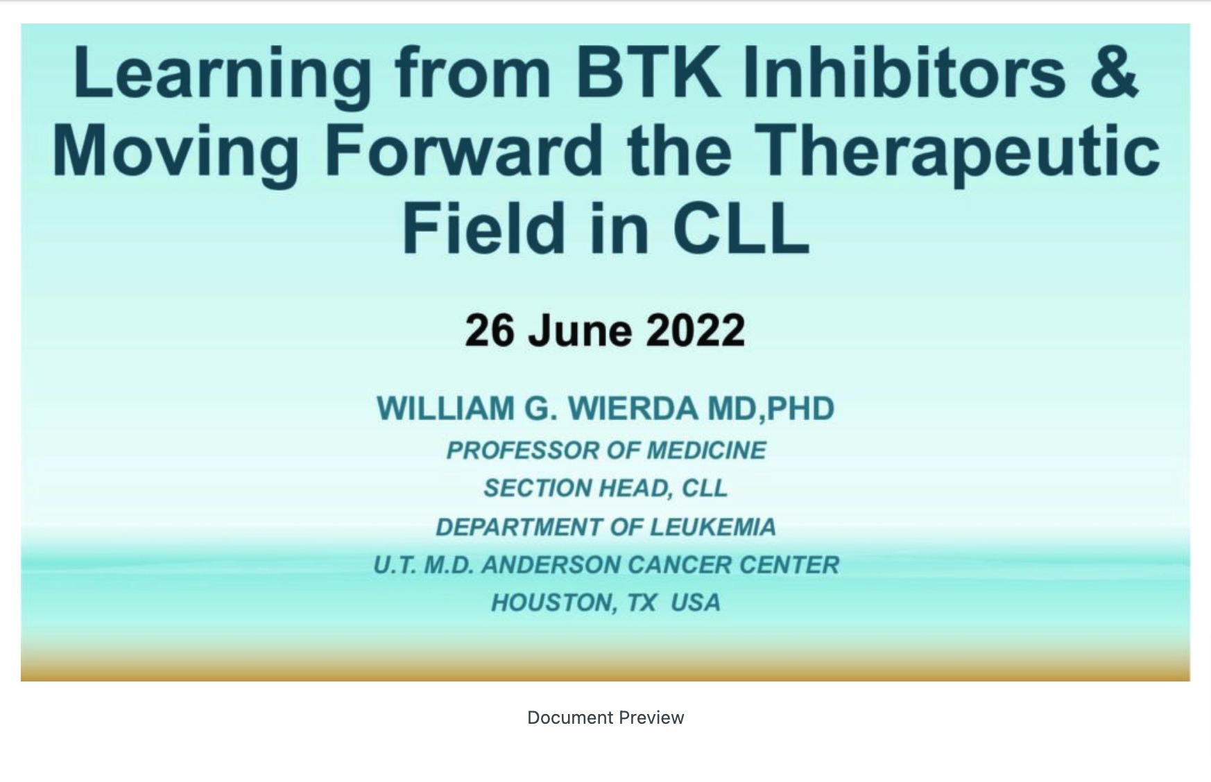 Learning from BTK Inhibitors & Moving Forward the Therapeutic Field in CLL