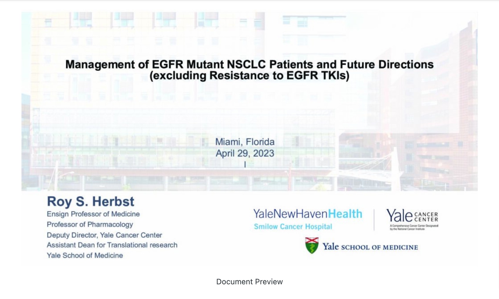 Management of EGFR Mutant NSCLC Patients and Future Directions (excluding Resistance to EGFR TKIs)