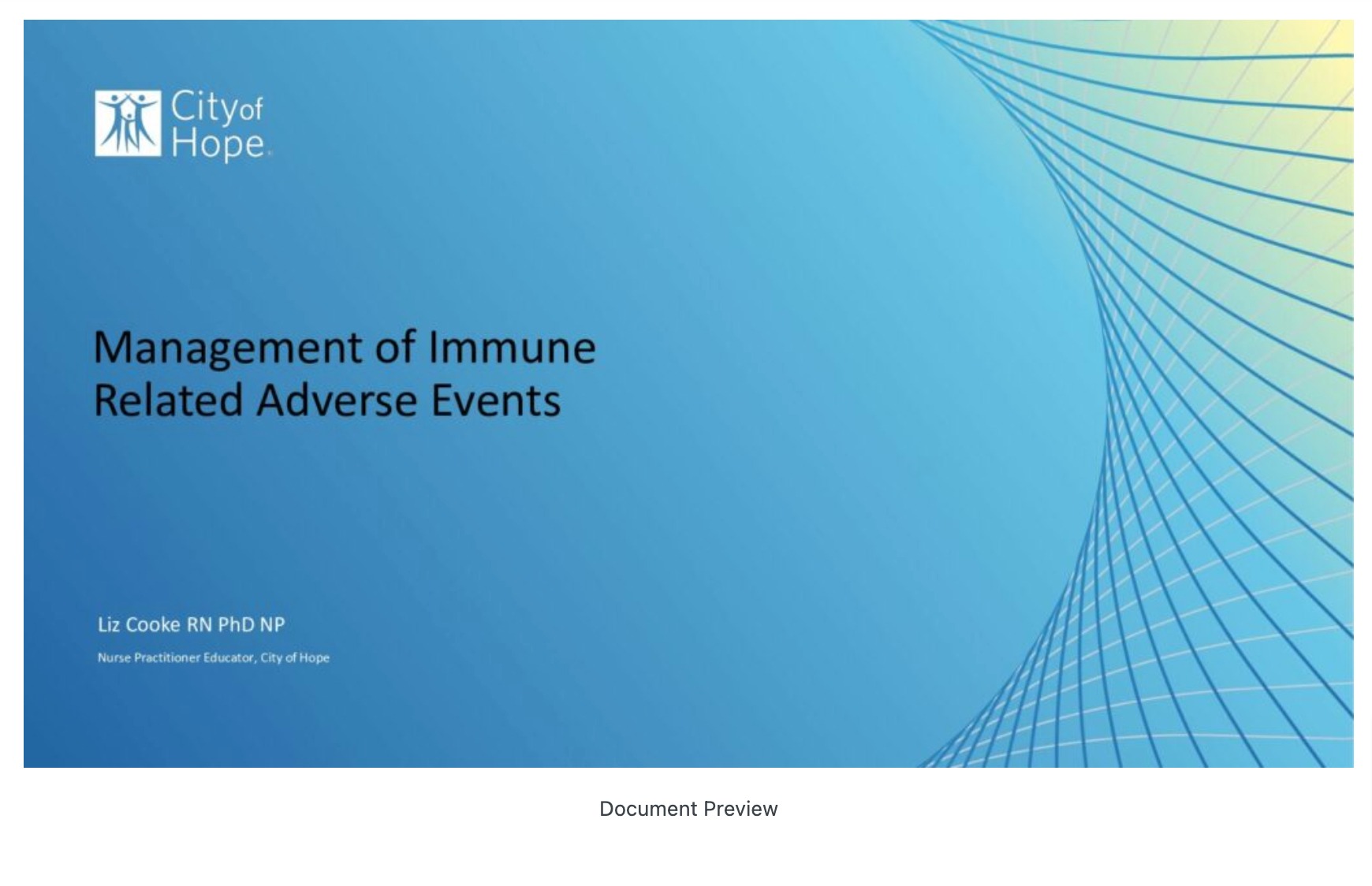 Management of Immune Related Adverse Events