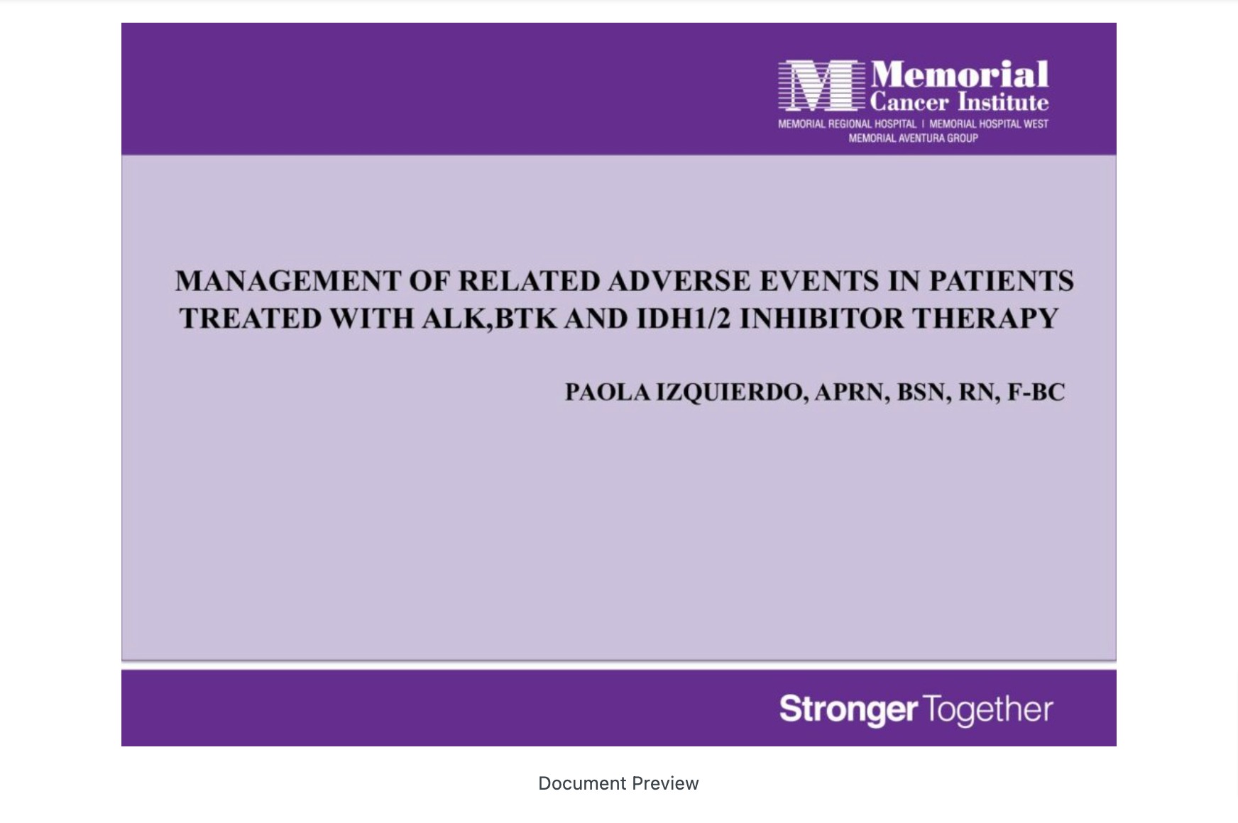 Management of Side Effects of Soome Common Targeted Therapies (ALK/BTK/IDH 1/2 Inbibitors