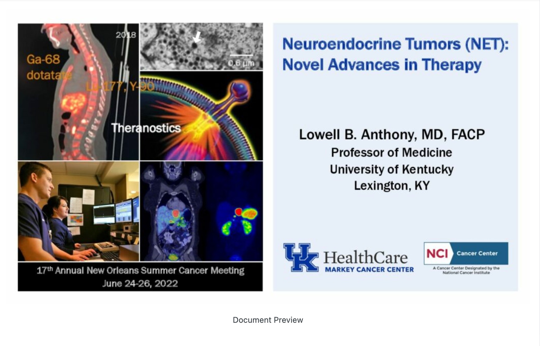 Neuroendocrine Tumors (NET): Novel Advances in Therapy