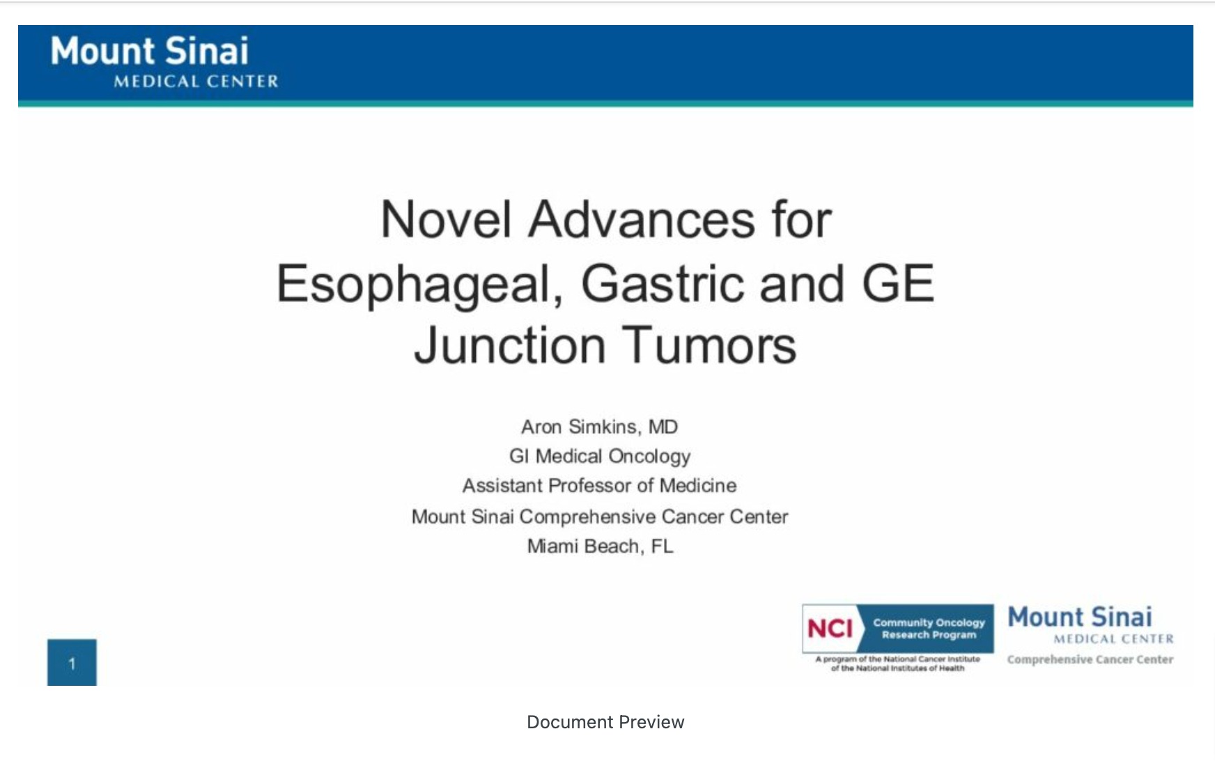 Novel Advances for Esophageal, Gastric and GE Junction Tumors