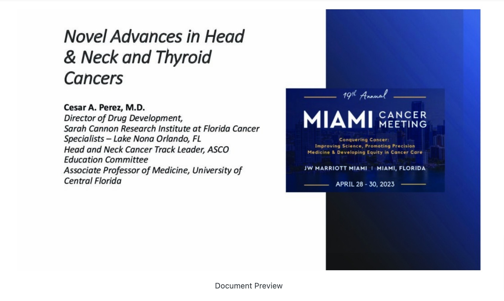 Novel Advances in H&N and Thyroid Cancers