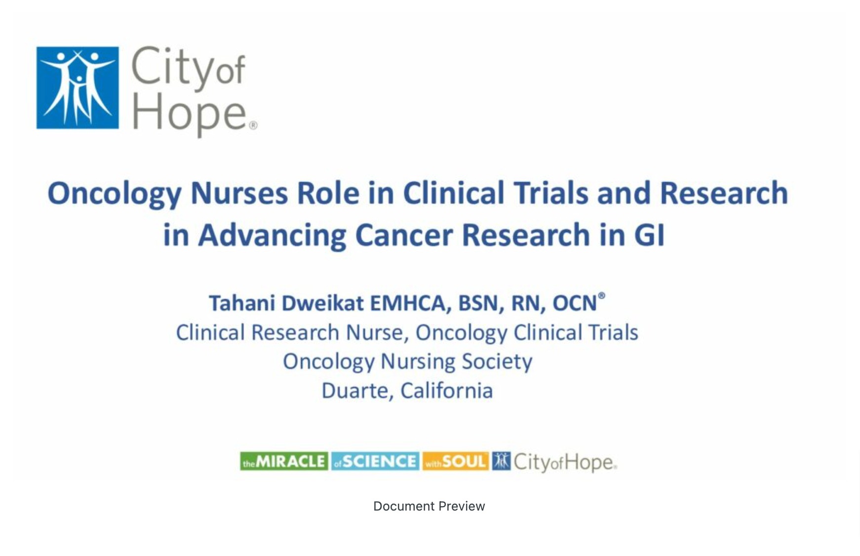 Oncology Nurses Role in Clinical Trials and Research for GI Cancer