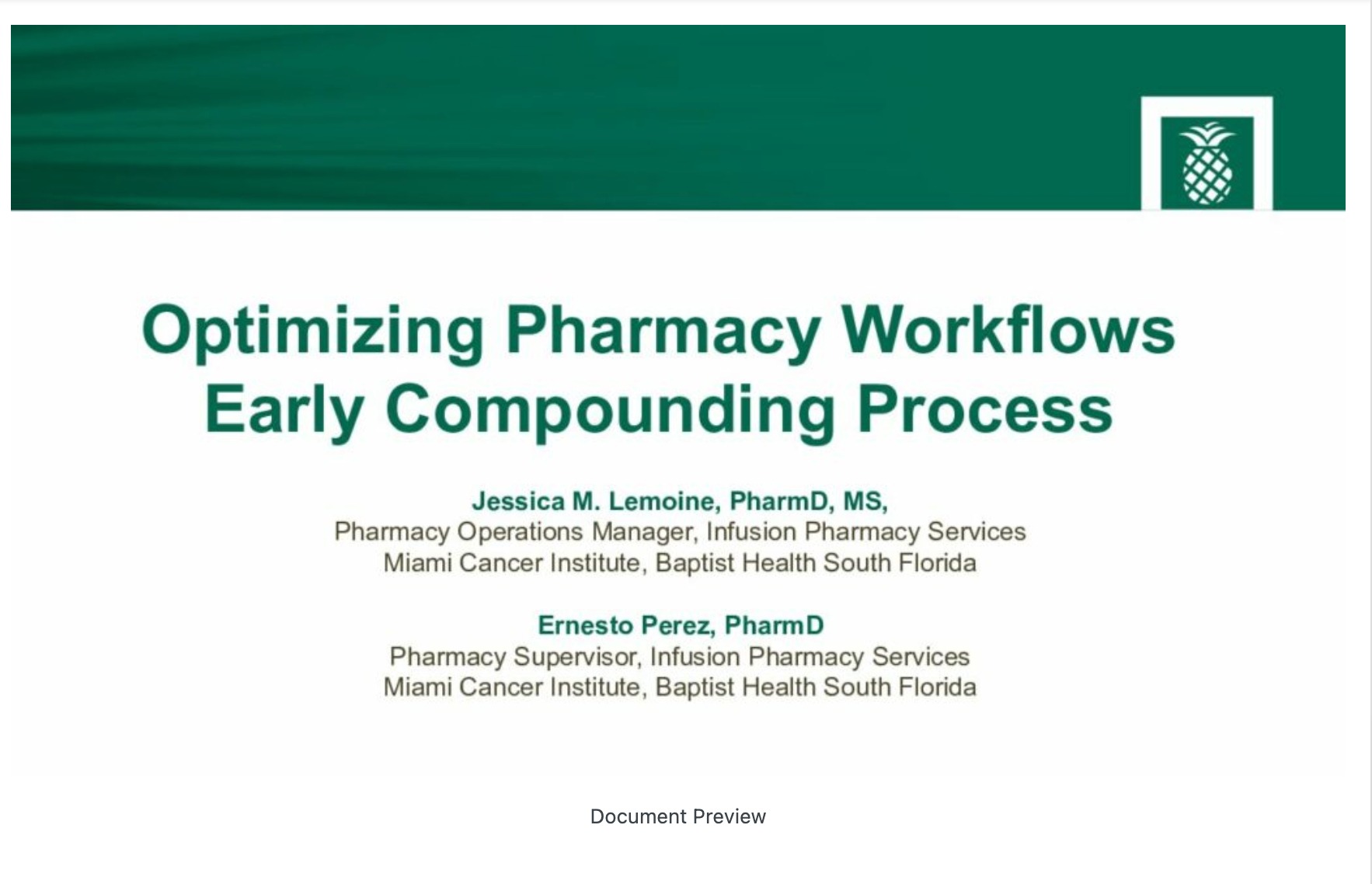 Oncology Pharmacy Operations Efficiency Journey