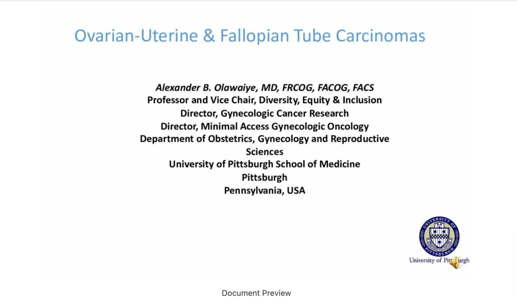 Ovarian-Uterine & Fallopian Tube Carcinomas