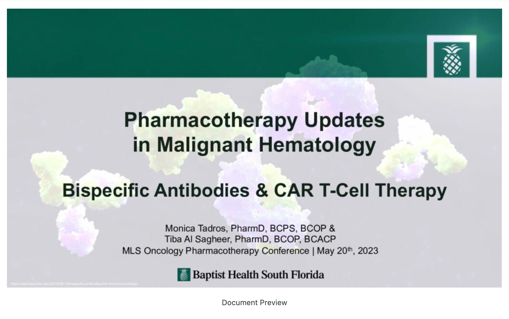 Pharmacotherapy Updates in Malignant Hematology; Bispecifics and CAR-T Cell Therapies