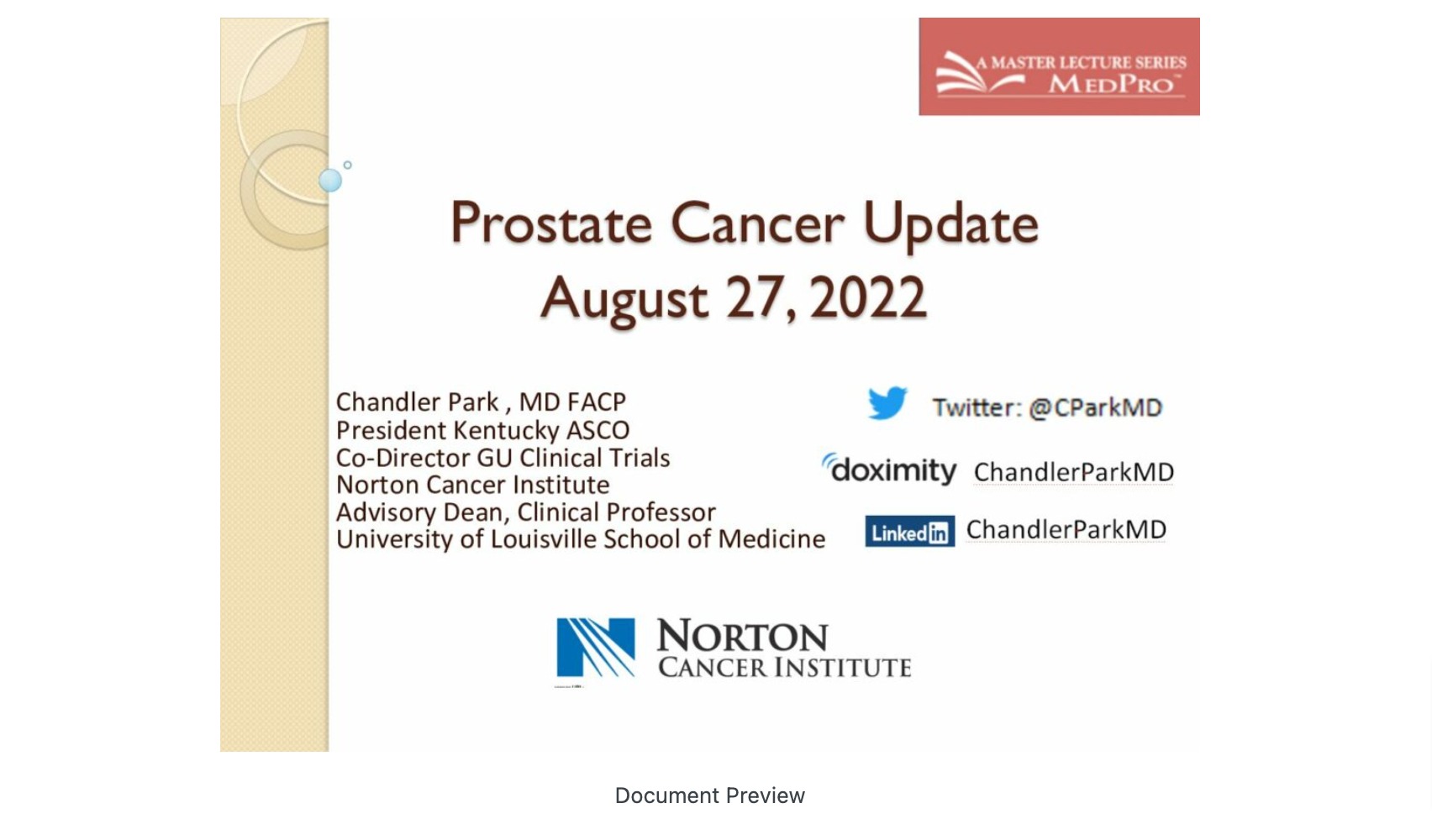 Prostate Cancer Update