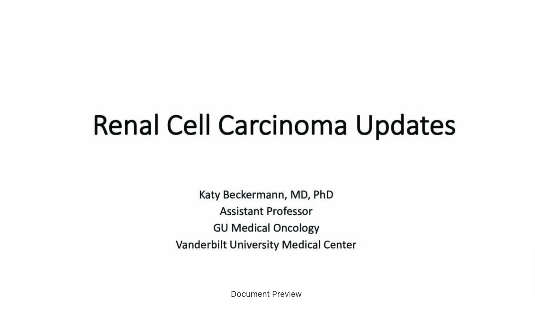 Renal Cell Cancer Update