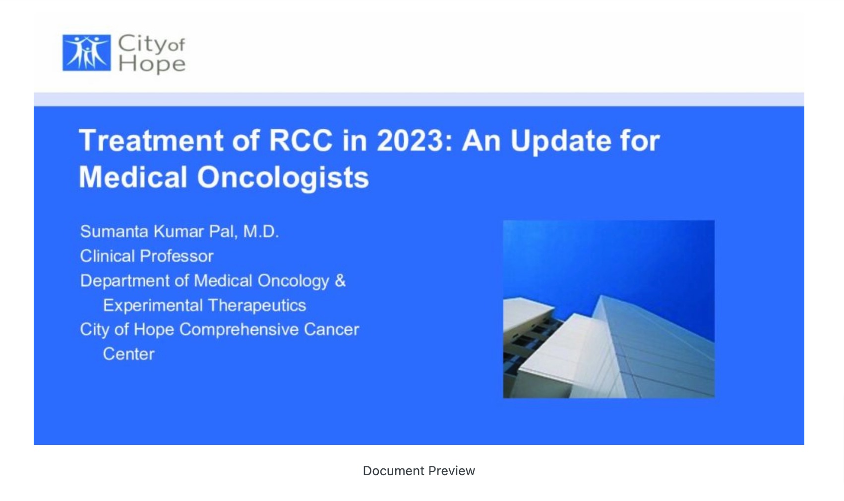 Renal Cell Carcinoma Updates