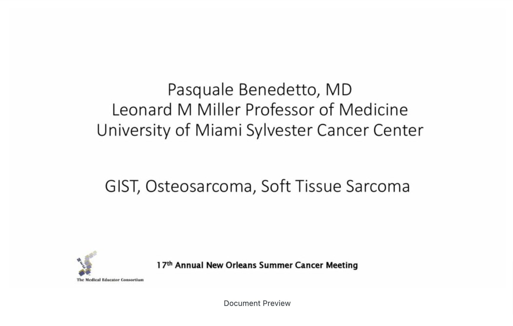 Sarcomas: GIST, Osteosarcoma & Soft Tissue Sarcomas