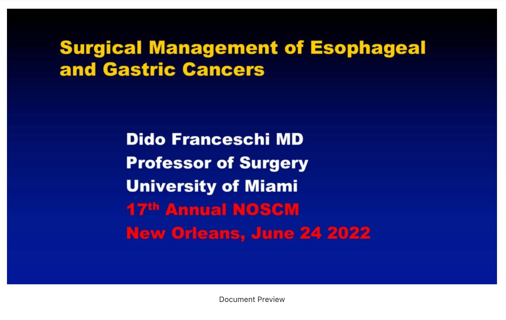 Surgical Management of Esophageal & Gastric Cancer