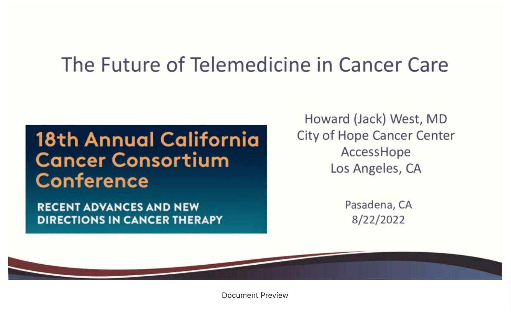 The Future of Telemedicine in Cancer Care