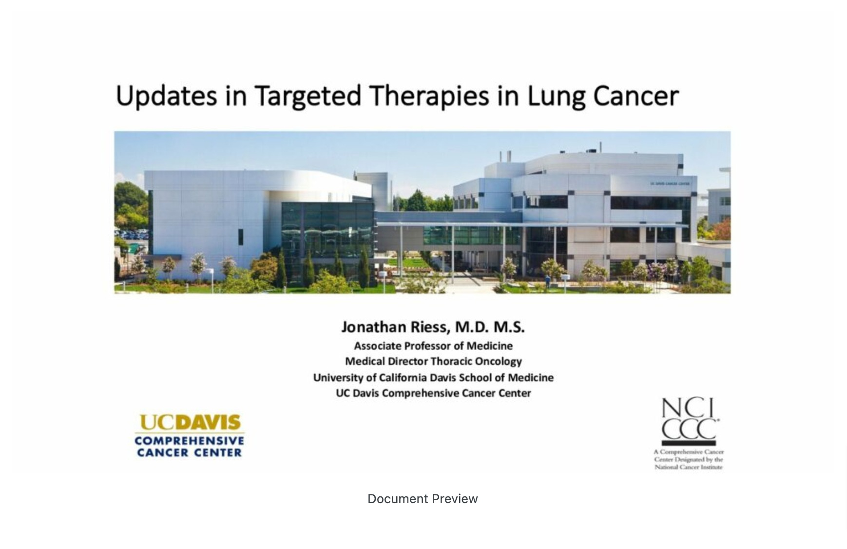 Updates in Targeted Therapy for NSCLC