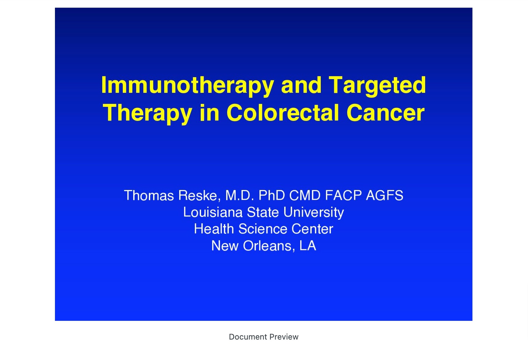 Immunotherapy & Targeted Therapy in Colon Cancer