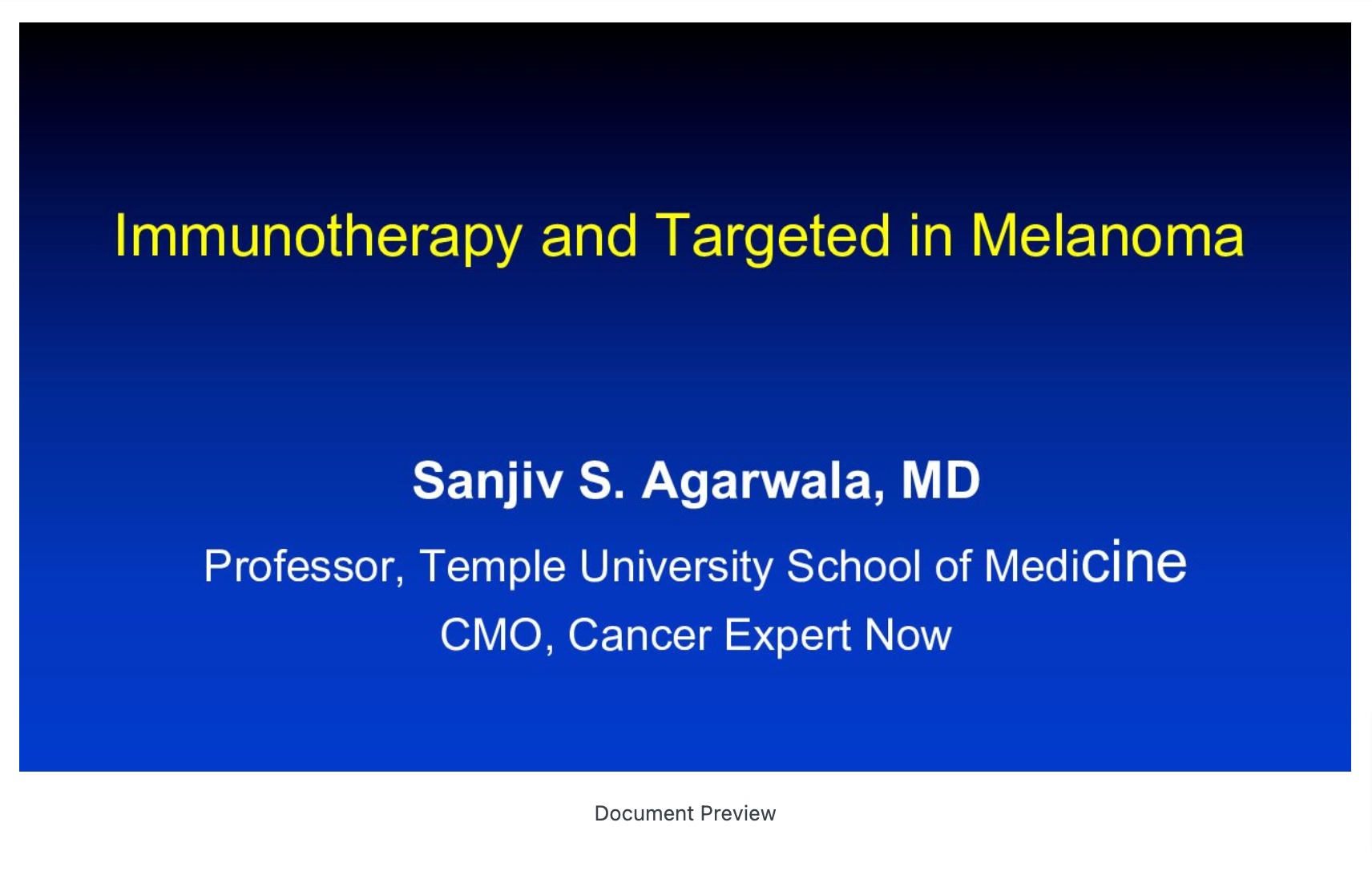 Immunotherapy & targeted Therapy in Melanoma