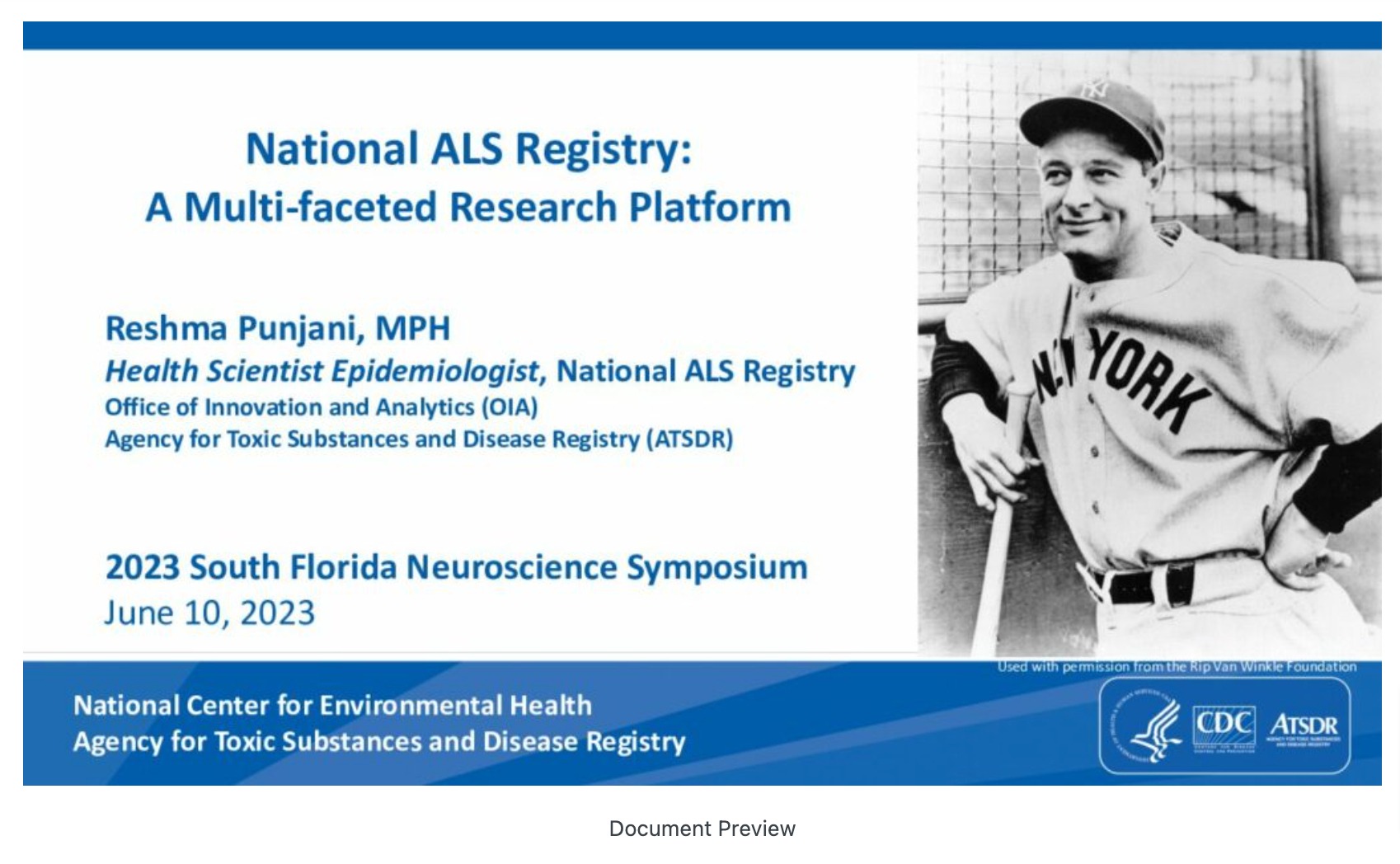 National ALS Registry & Upcoming Research