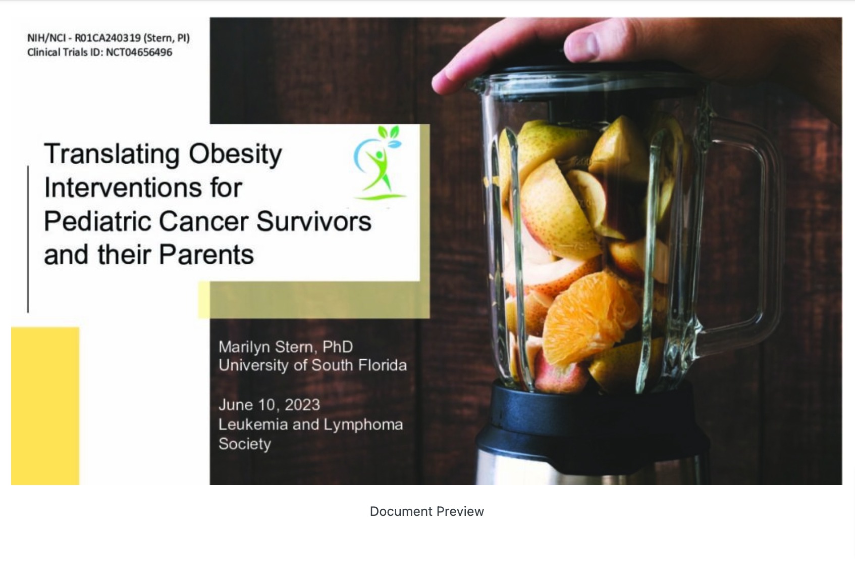 Translating Obesity Interventions for Pediatric Cancer Survivors and their Parents