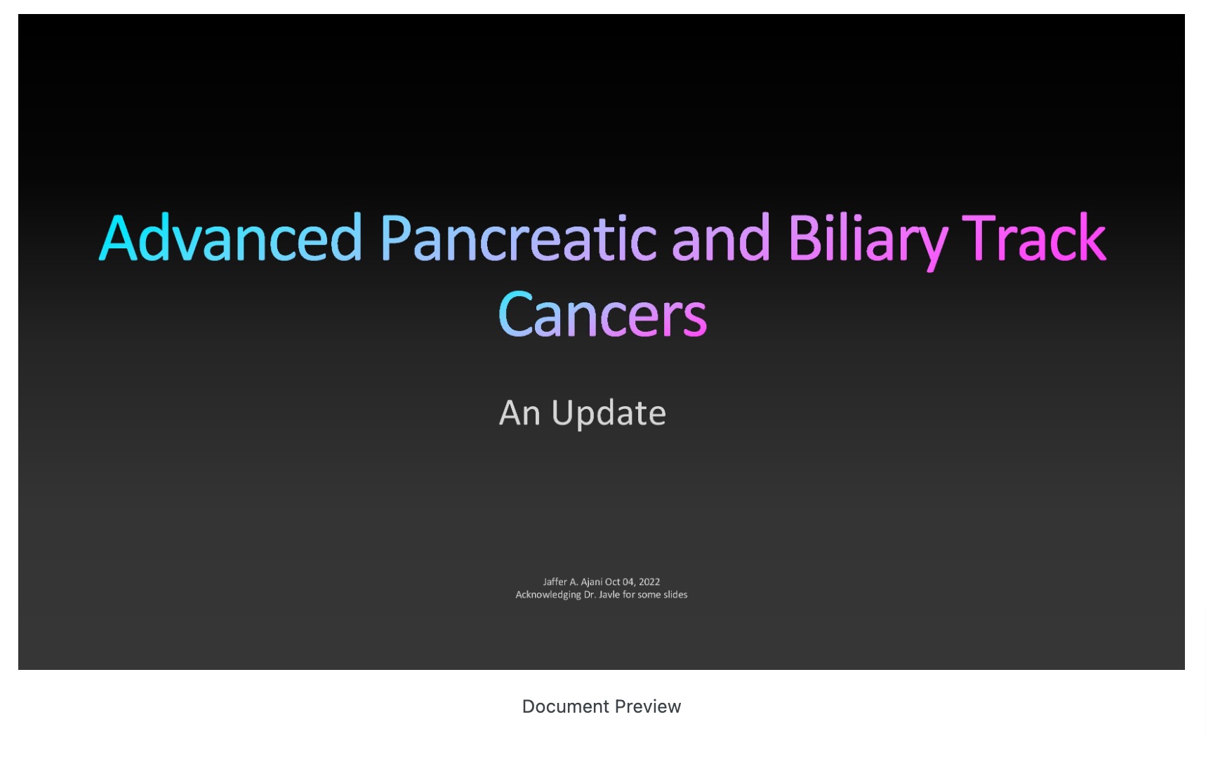 Updates in Cholangiocarcinoma and Pancreas Cancer