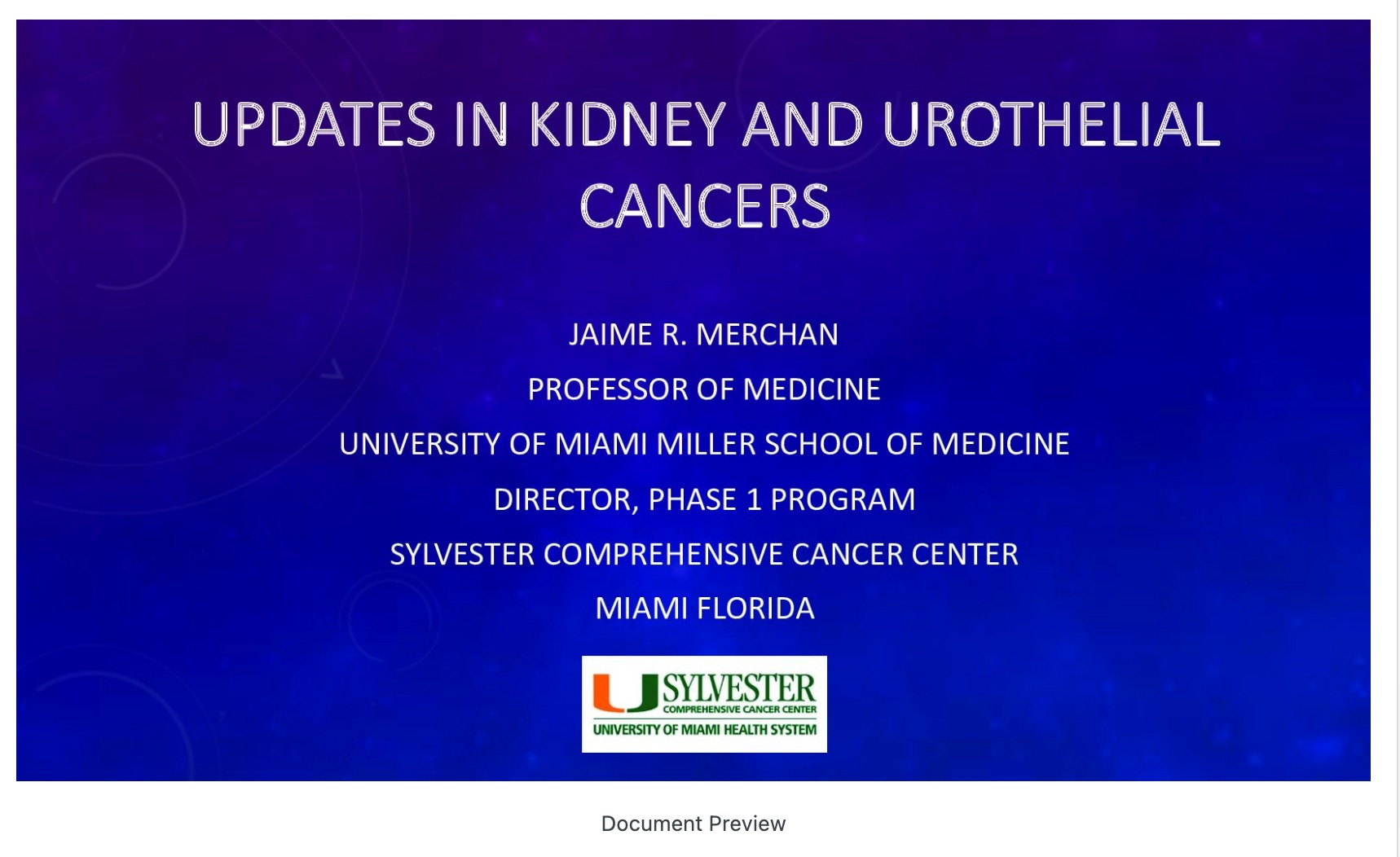 Updates in Kidney and Bladder Cancers