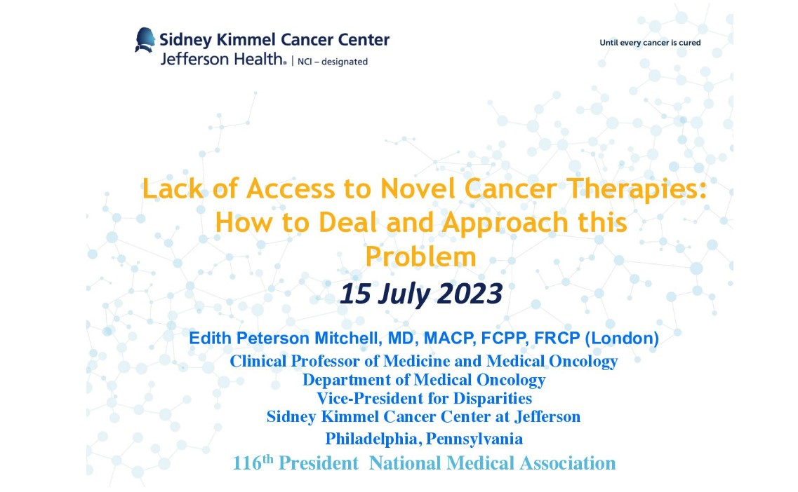 Lack of Access to Novel Cancer Therapies: How to Deal and Approach this Problem?		Diversity, Equity, & Inclusion