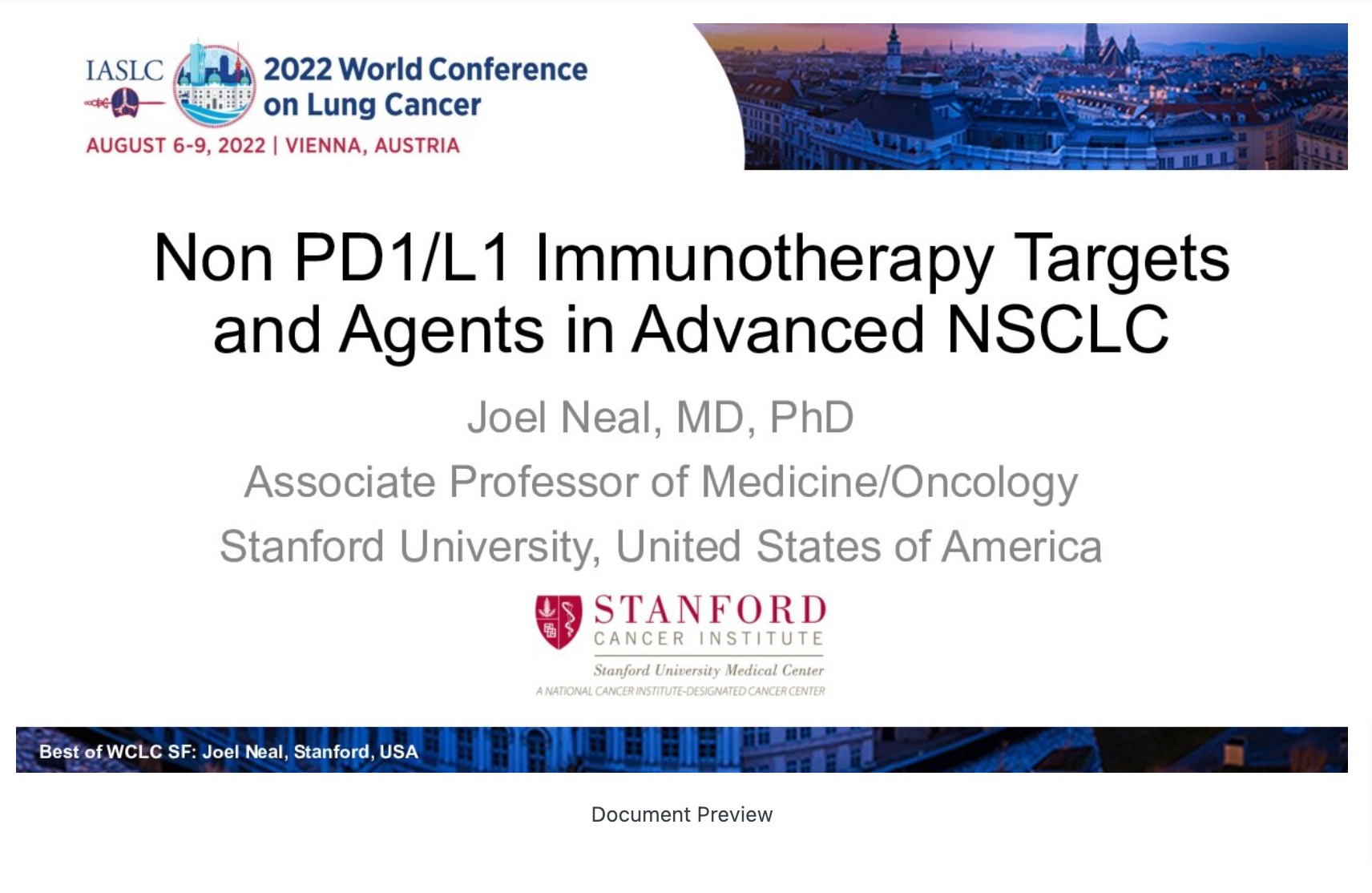 Other Immunotherapy Targets & Agents- Advanced NSCLC