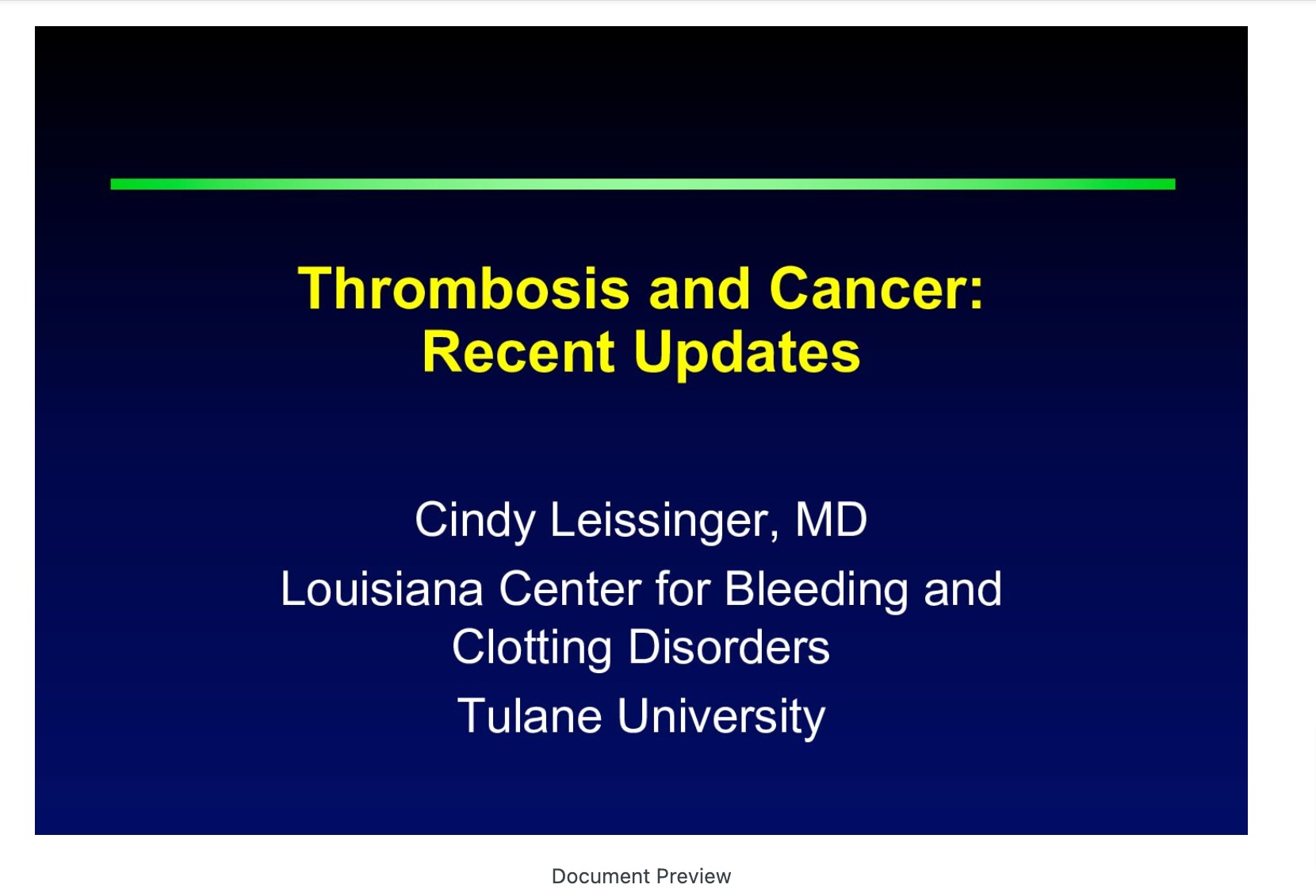 Thrombophilia & Thrombosis in Cancer Patients: Novel Advances