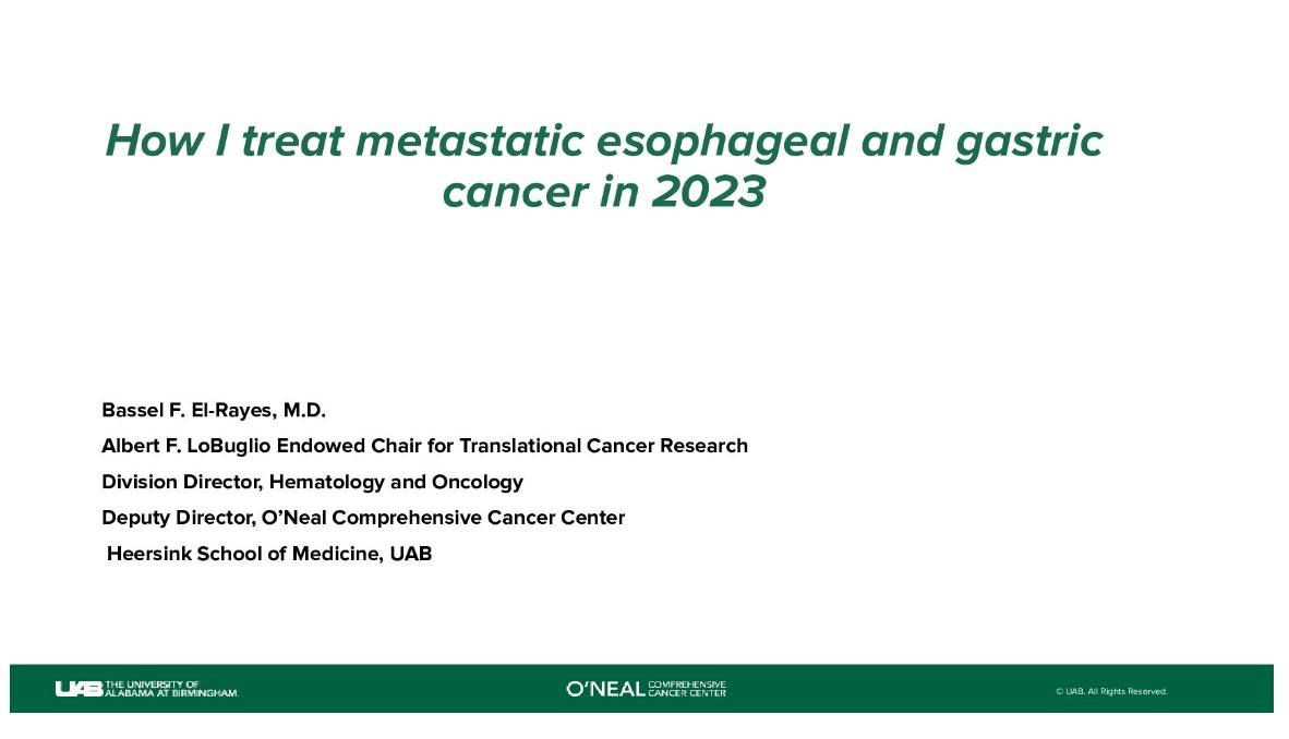 How I Treat Metastatic Esophageal and Gastric Cancer in 2023