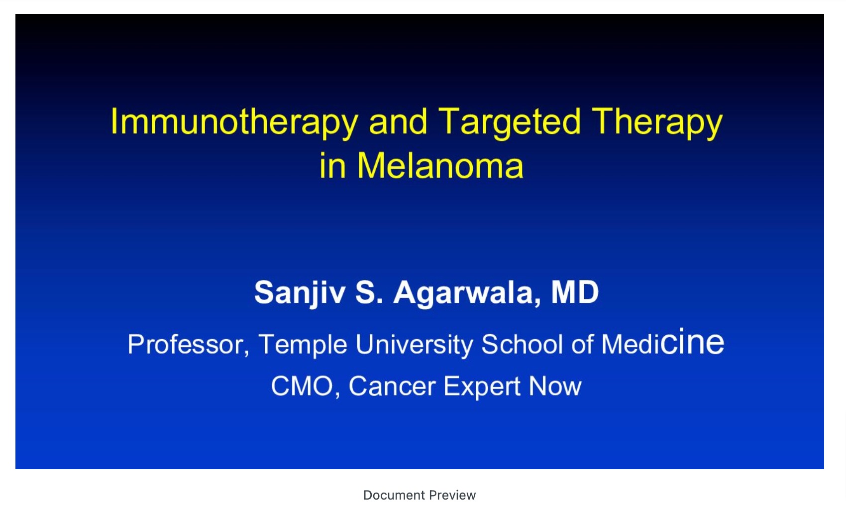 Immunotherapy & Targeted Therapy in Melanoma