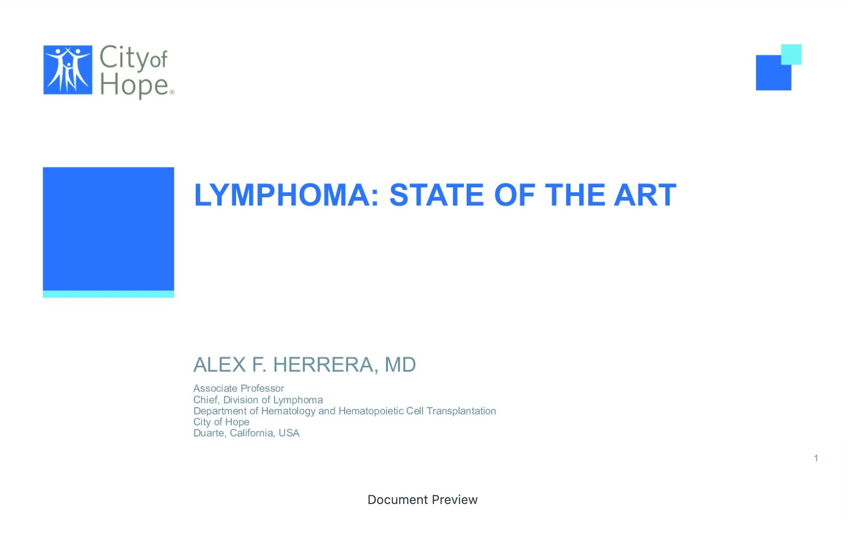 Lymphoma: State of the Art