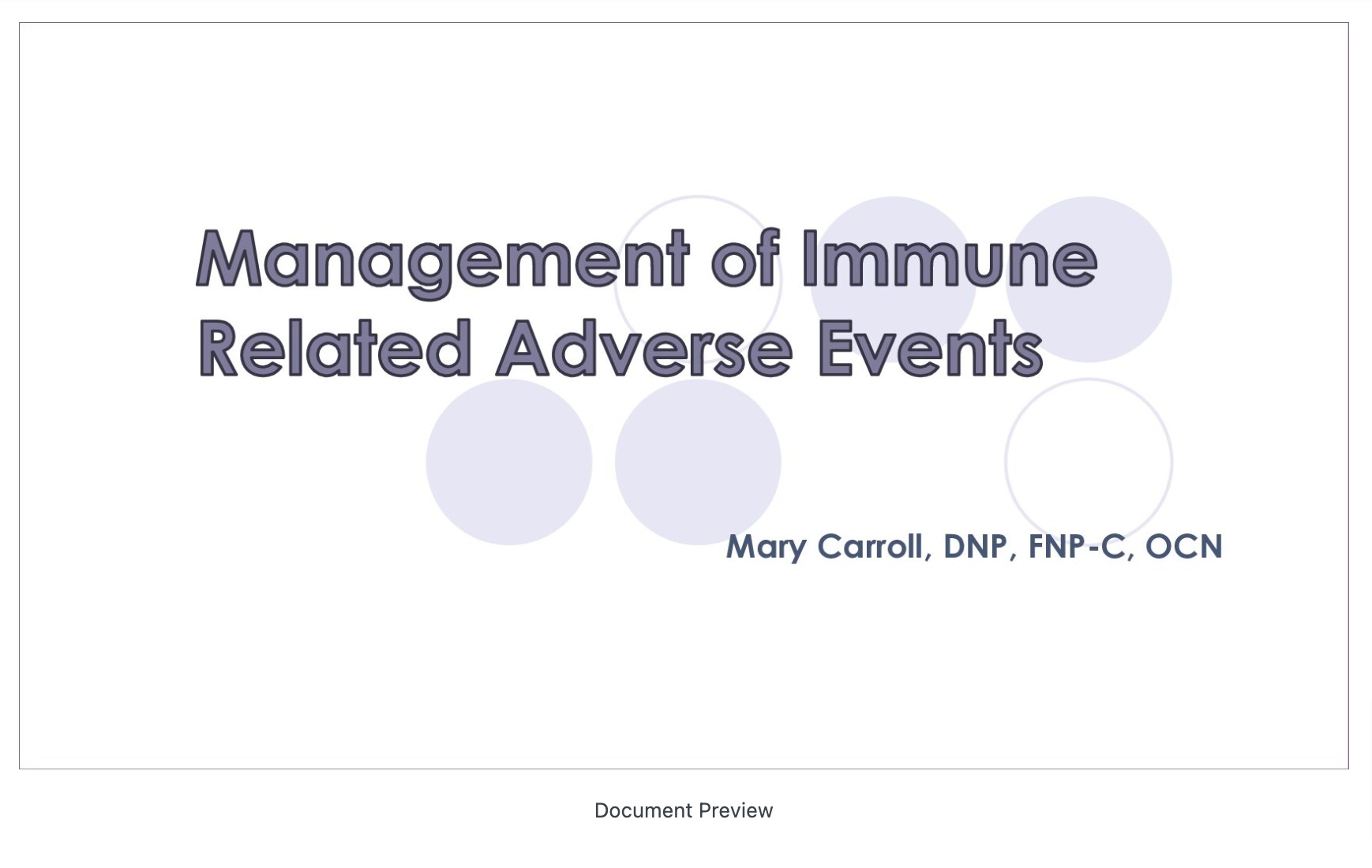 Management of Immune Related Adverse Events