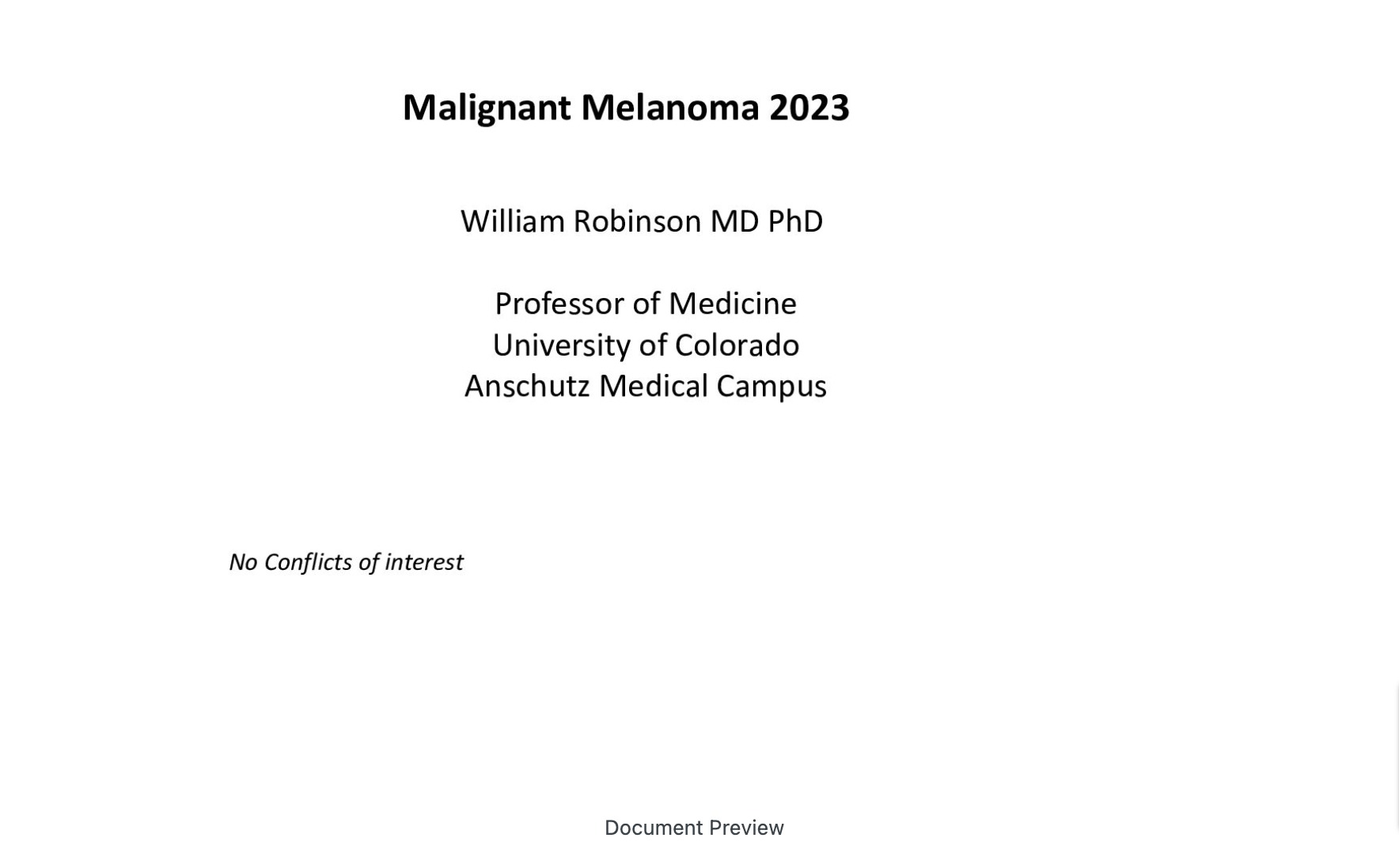 Melanoma Update