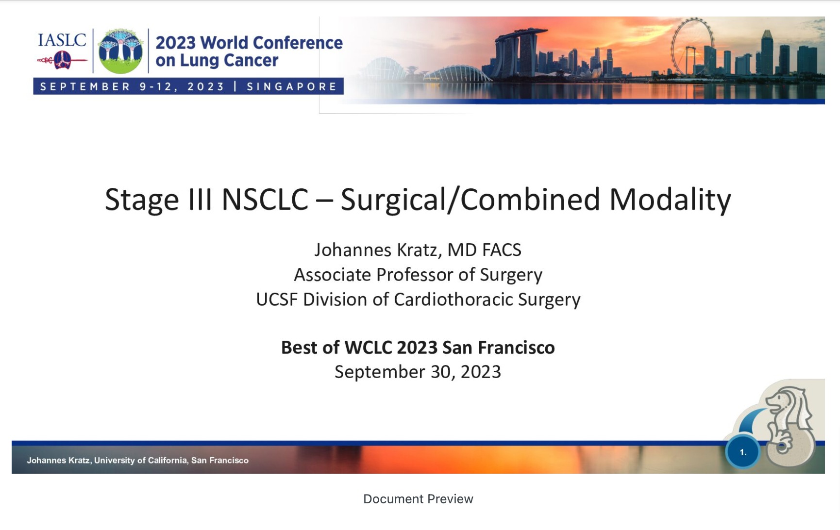 Stage III NSCLC– Surgical/ Combined Modality