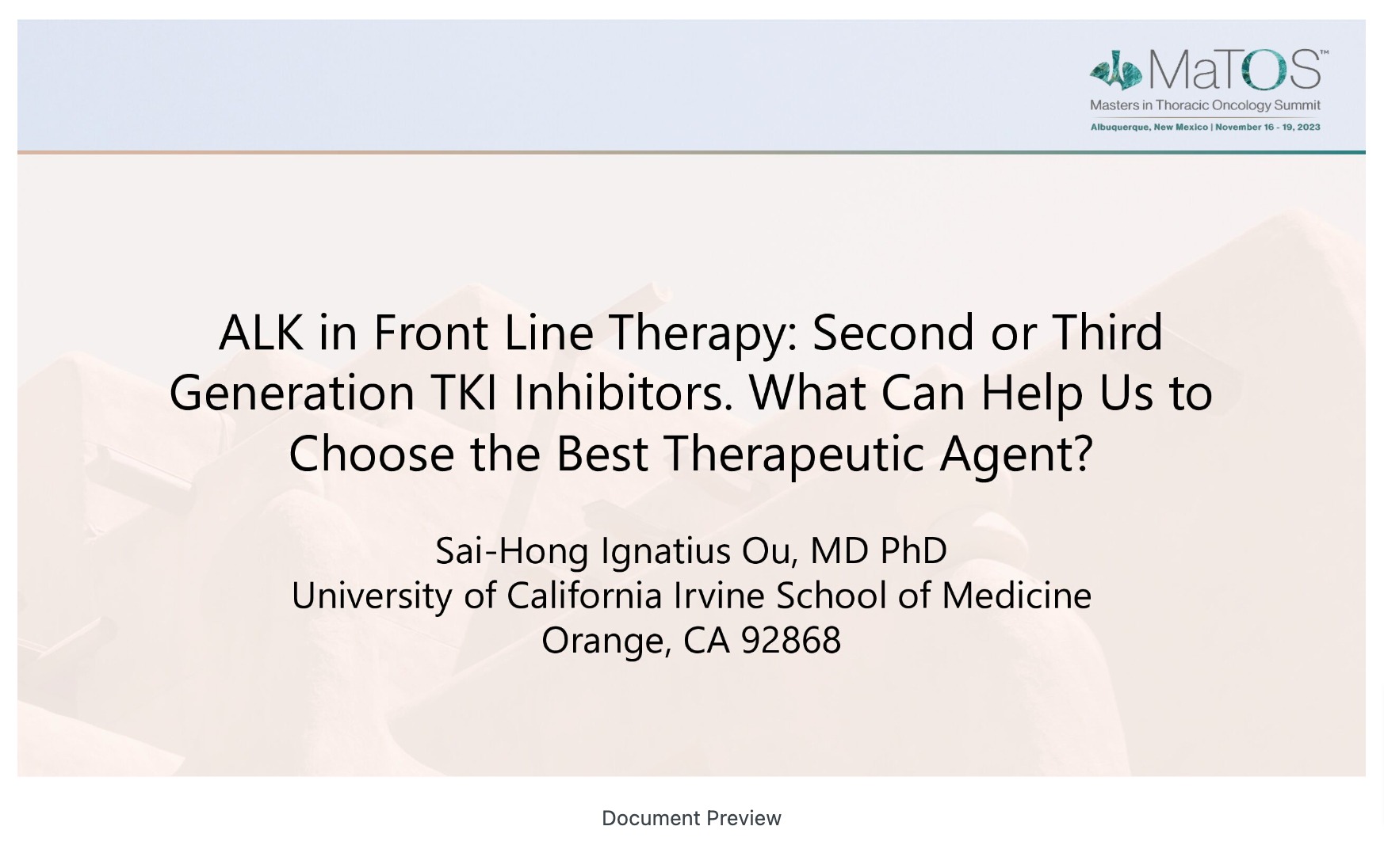 ALK in Front Line Therapy: Second or Third Generation TKI Inhibitors. What Can Help Us to Choose the Best Therapeutic Agent?