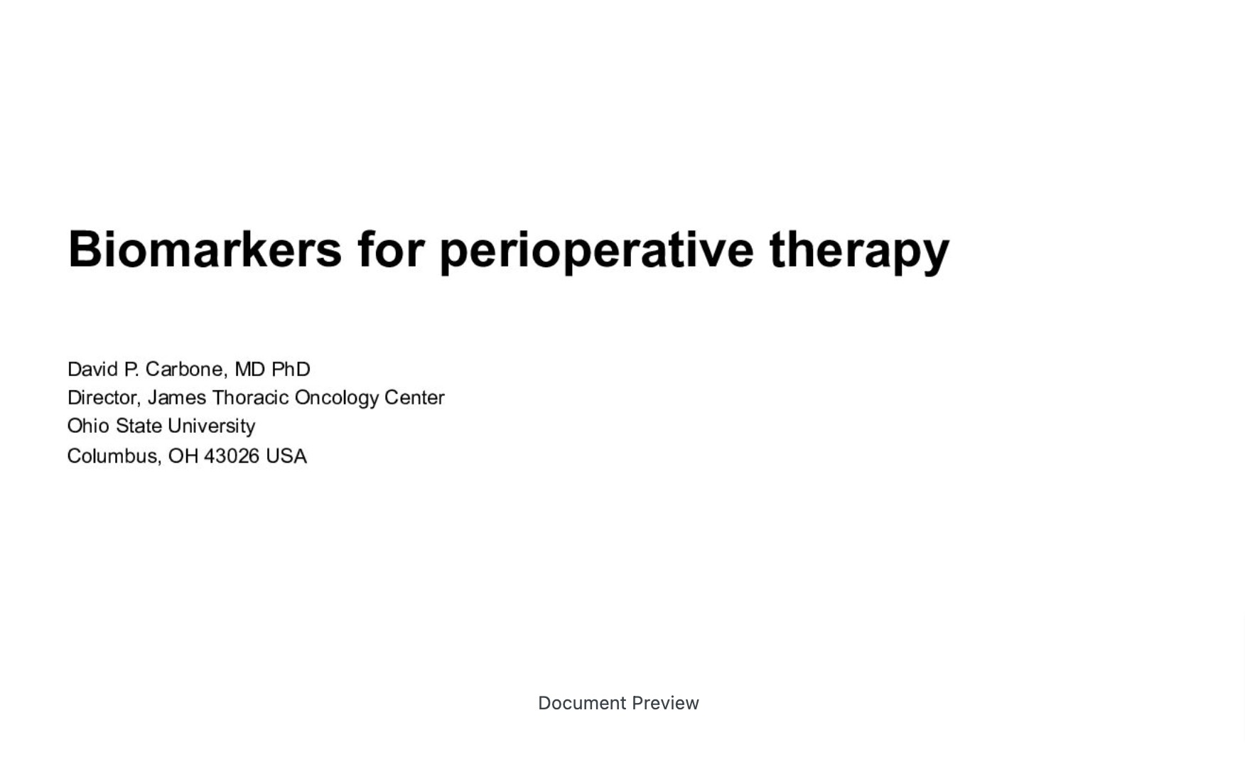 Biomarkers for Perioperative Immunotherapy?