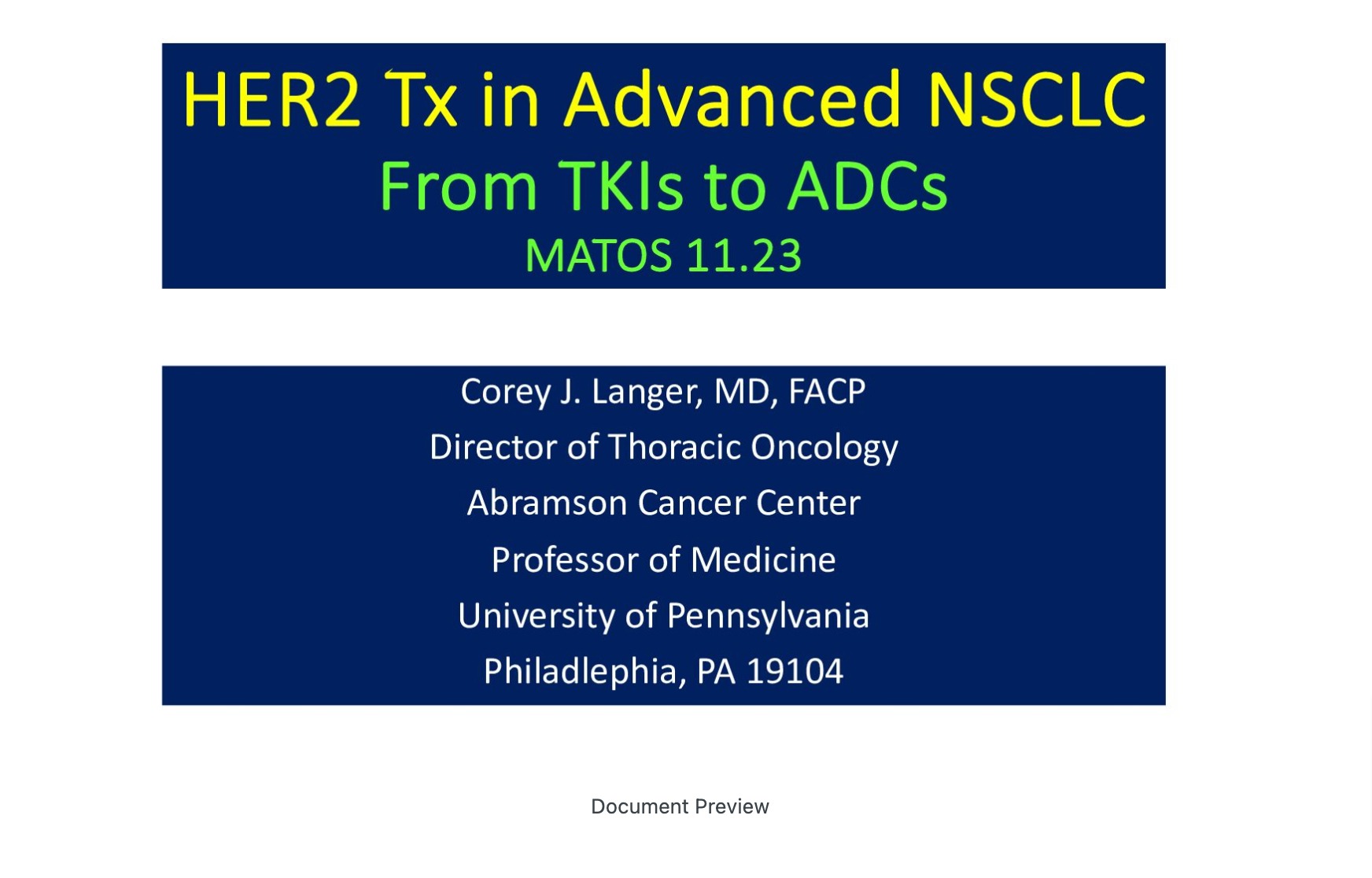 Building the Case for HER-2 Inhibitors in NSCLC