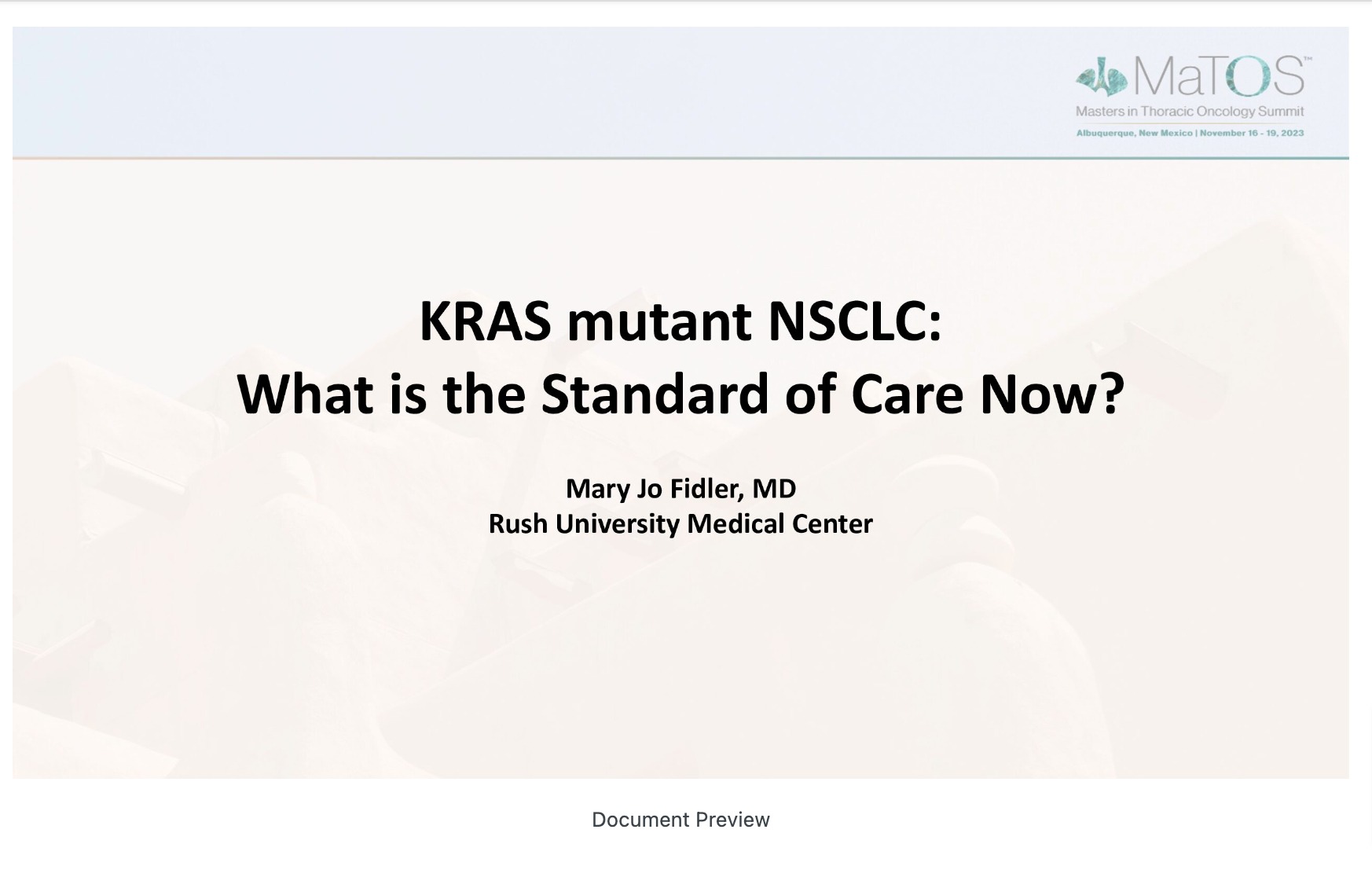 KRAS mutant NSCLC: What is the Standard of Care Now?