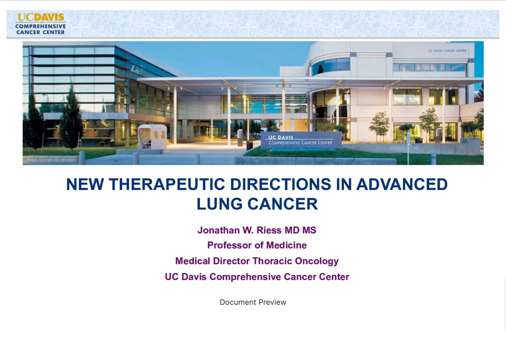 New Therapeutic Directions in Lung Cancer