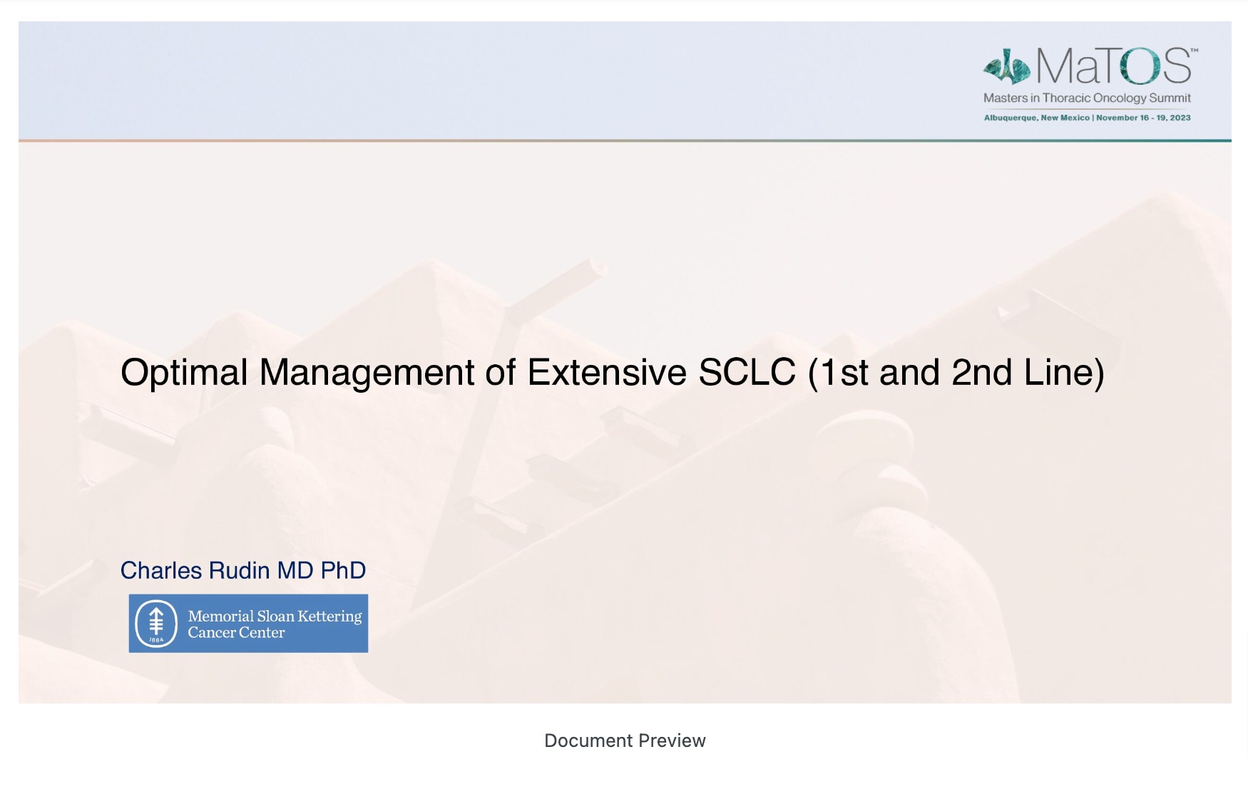 Optimal Management of Extensive SCLC (1st and 2nd Line)