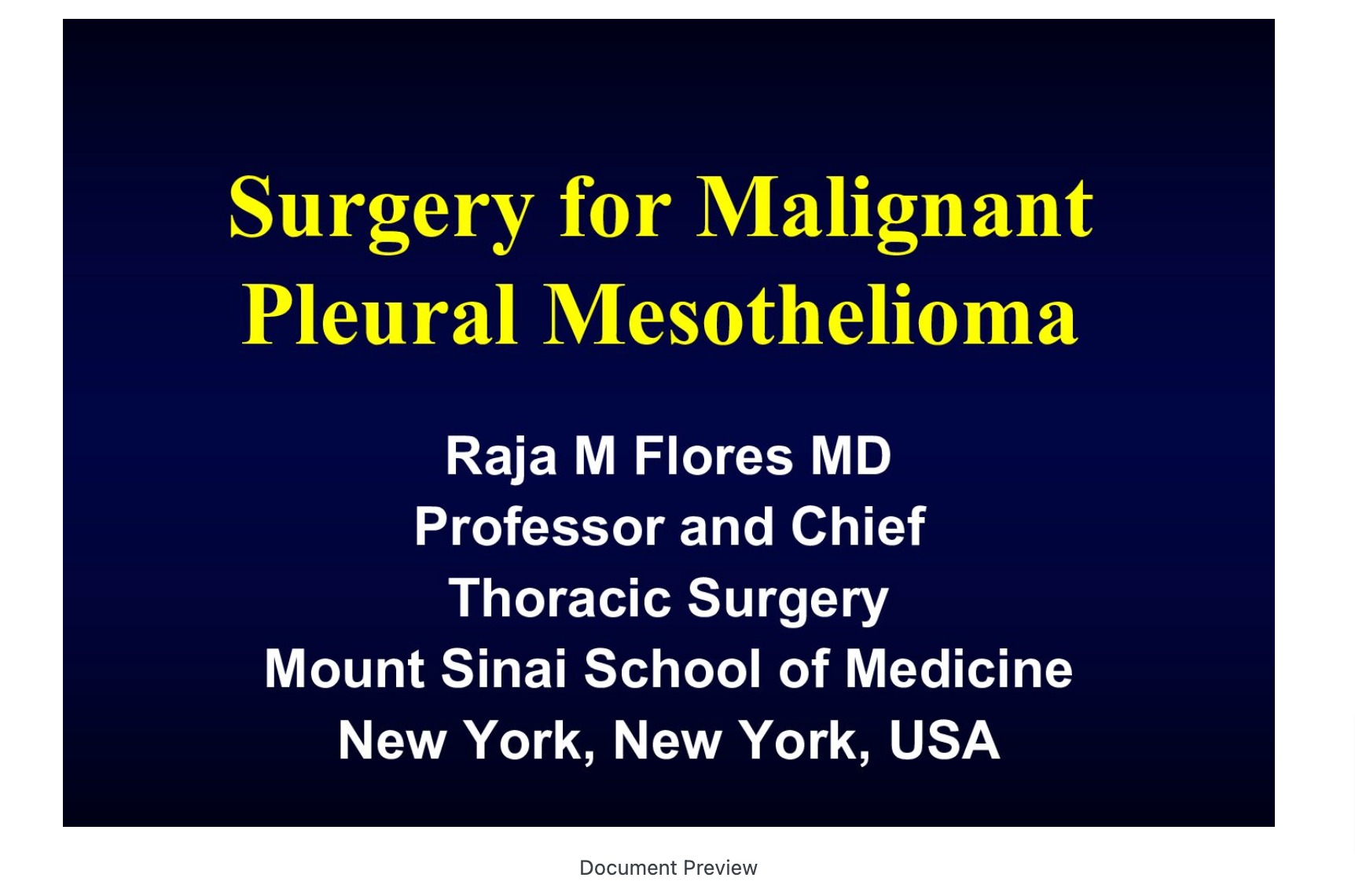 Optimal Surgical Approach for Mesothelioma